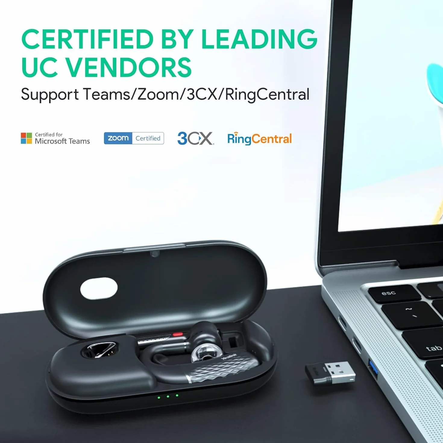 Yealink BH71-PRO écouteur/casque Sans fil Ecouteurs Bureau/Centre d'appels Bluetooth Czarny