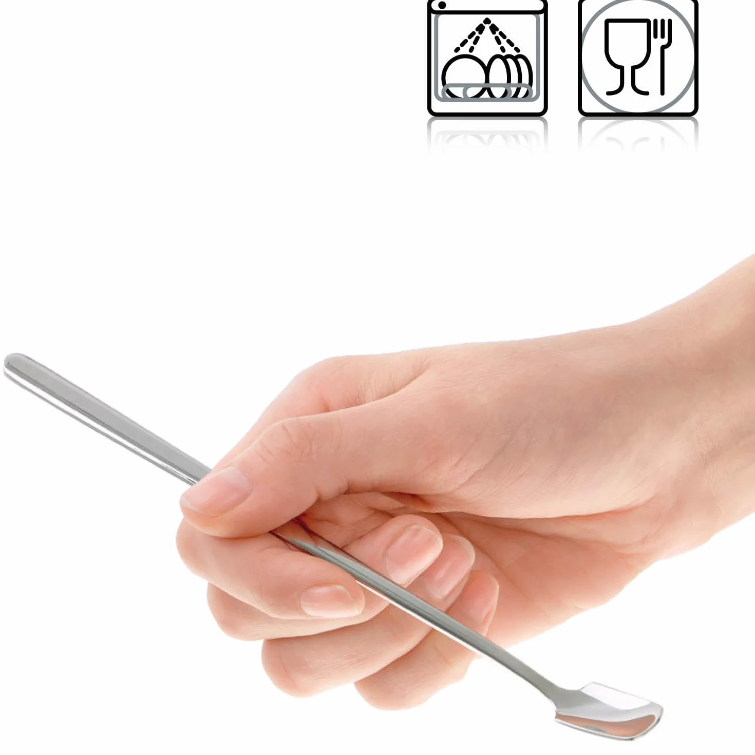 COM-FOUR® 12-częściowy zestaw łyżek - łyżka do mieszania z długim uchwytem, łyżka do resztek, łyżeczka do kawy, łyżka deserowa, łyżka koktajlowa (12 sztuk, łyżki do mieszania 17cm)