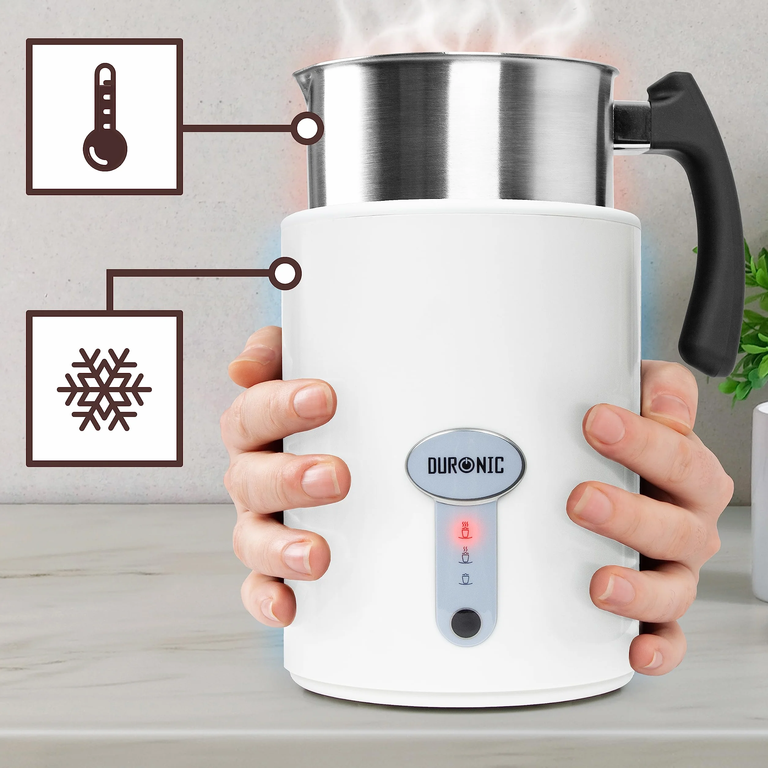 Duronic MF500 WE Automatyczny spieniacz do mleka elektryczny 500W ze stali nierdzewnej 500ml