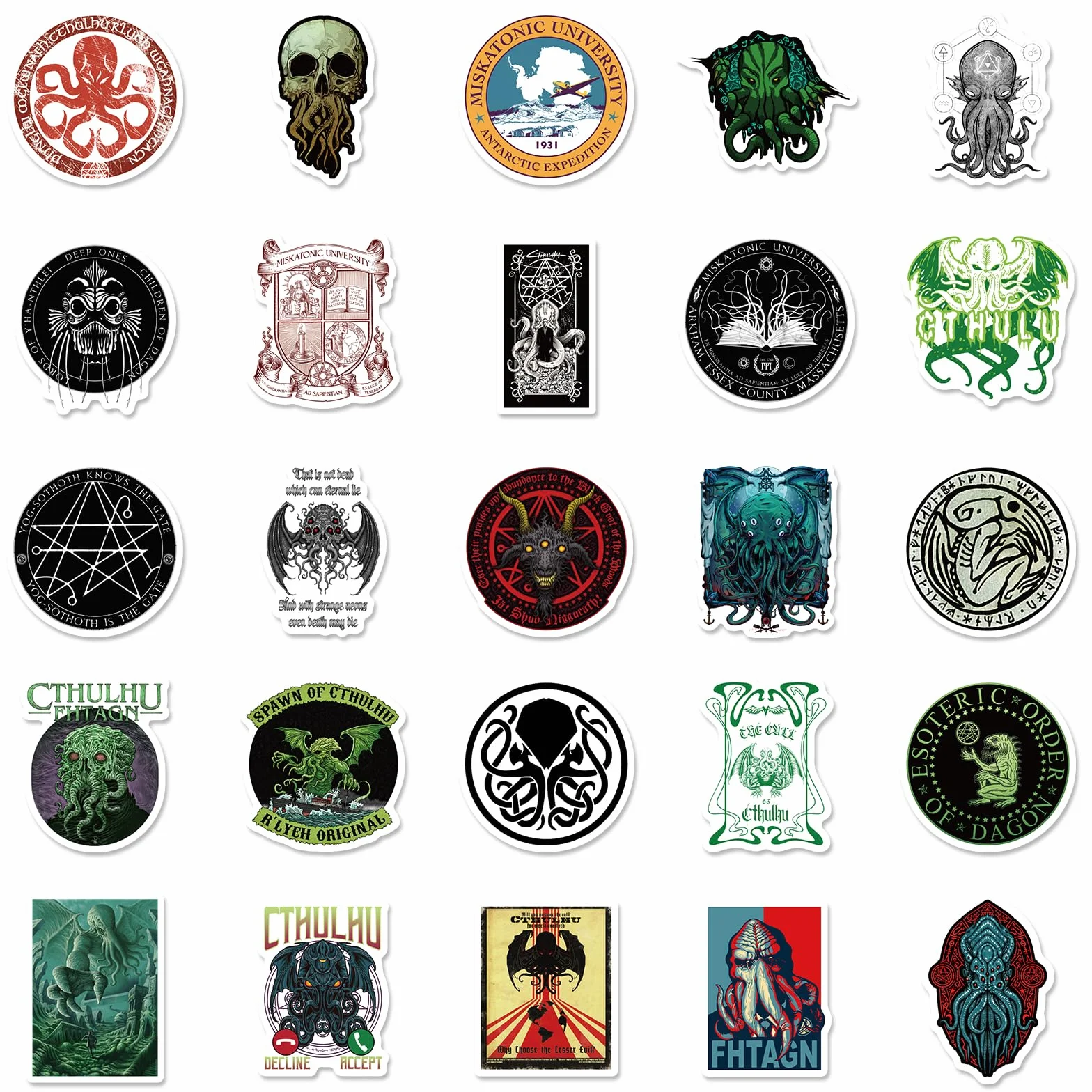 Cthulhu Naklejki anime 50 sztuk, wodoodporne winylowe naklejki anime na laptopa, kask, motocykl, walizkę, rower, deskorolkę, zestaw naklejek dla dorosłych