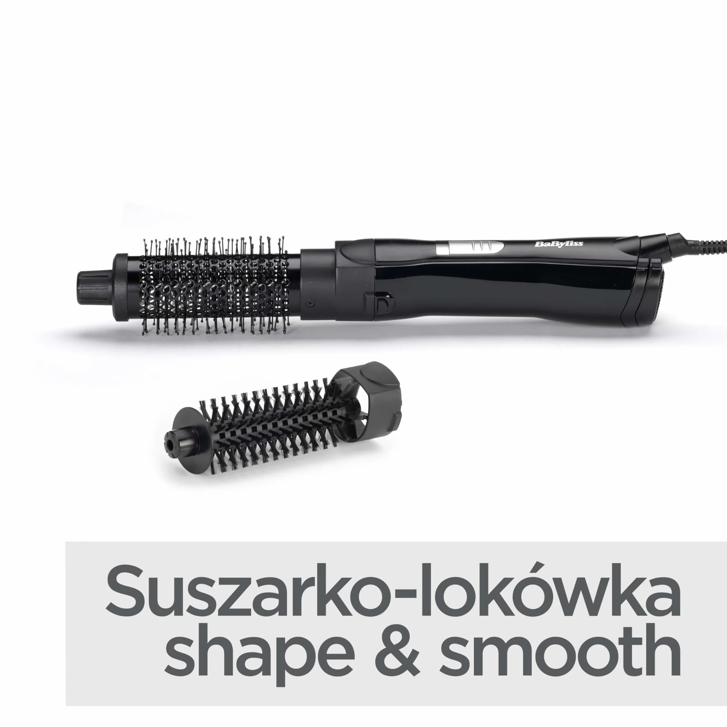 BaByliss Hot Air Brush – Mocna 800 W, Nasadki 30 mm i 20 mm, Funkcja chłodnego powietrza, Szybkie suszenie i stylizacja, Czarny, AS82E