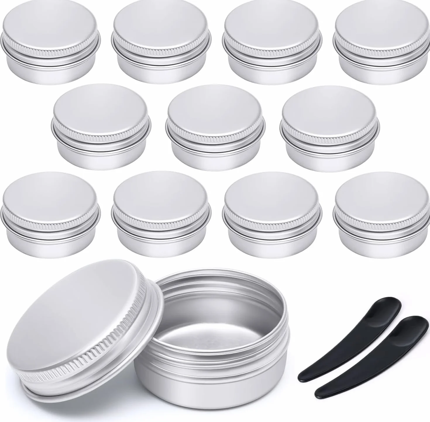 12 aluminiowych puszek 5 ml, doniczki podróżne GAUATO na przybory toaletowe, doniczki na próbki, pusty mały garnek z pokrywkami, pojemniki na balsam do ust, okrągłe mini pojemniki do makijażu