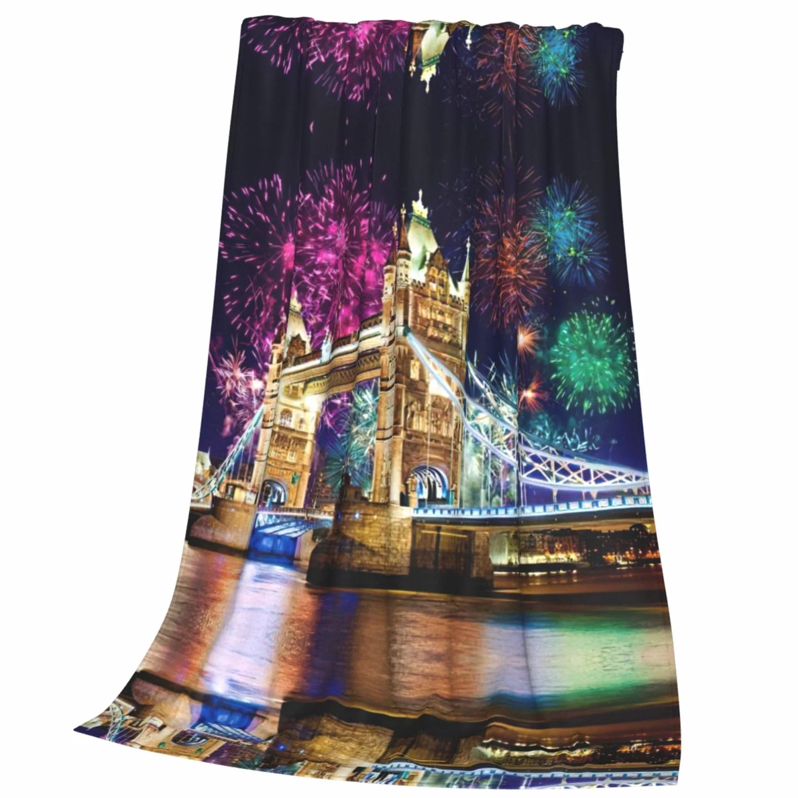 Night London Tower Bridge Ultra miękki flanelowy koc podróżny na wszystkie pory roku