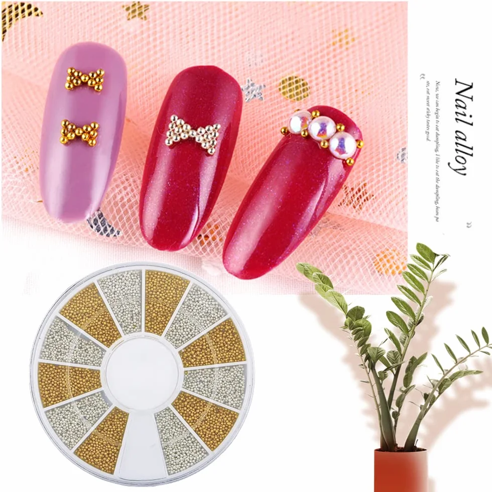 Kawior do paznokci, złote srebrne koraliki koraliki 3D DIY Punk nit klejnoty Manicure koraliki klejnoty dekoracja dla kobiet Manicure