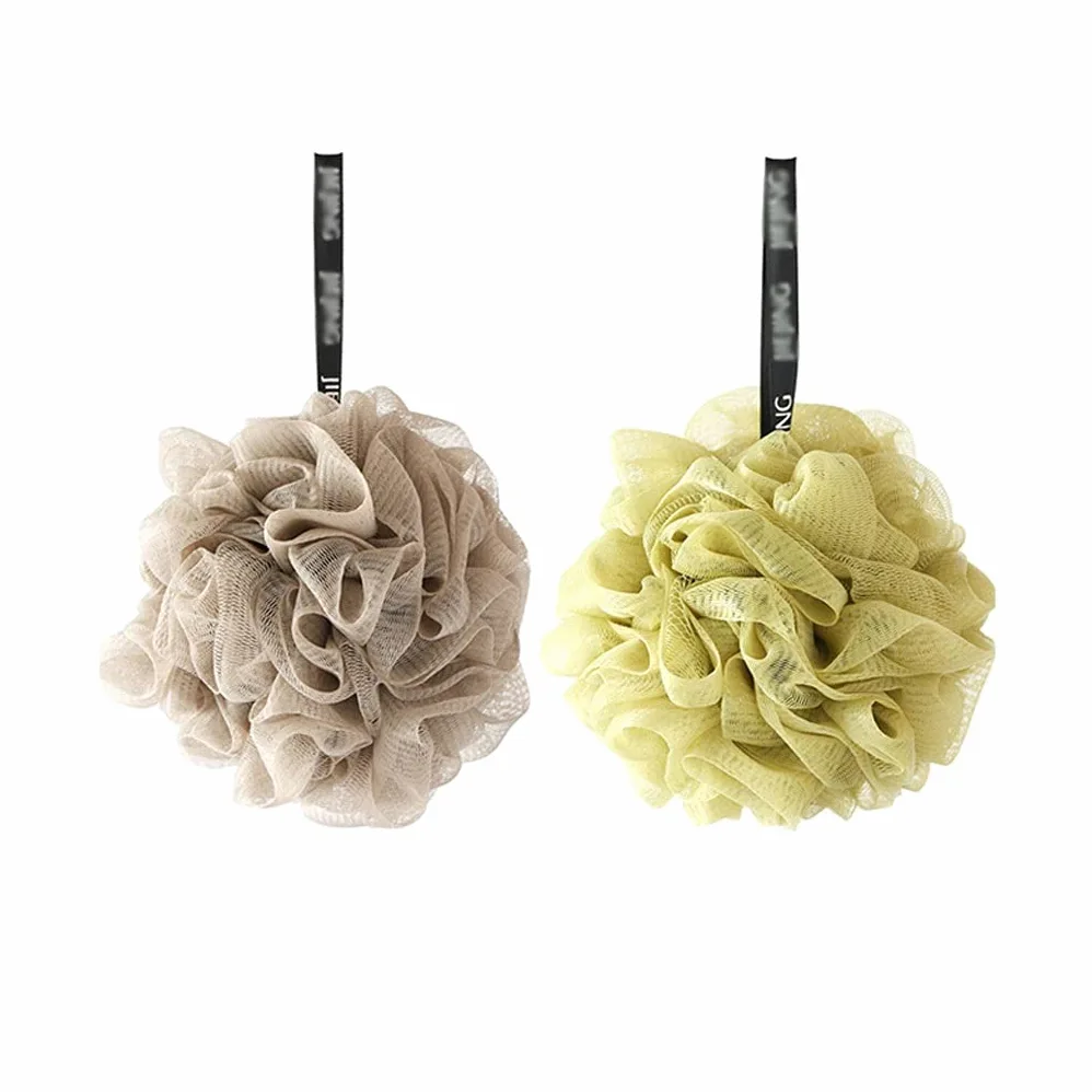 Ręcznik złuszczający Gąbka do kąpieli Prysznic Loofah Balls 60 g/szt, Duży peeling do ciała z gąbką Loofah złuszczający dla jedwabistej skóry, głębokie czyszczenie, 2 szt. Rękawiczek złus