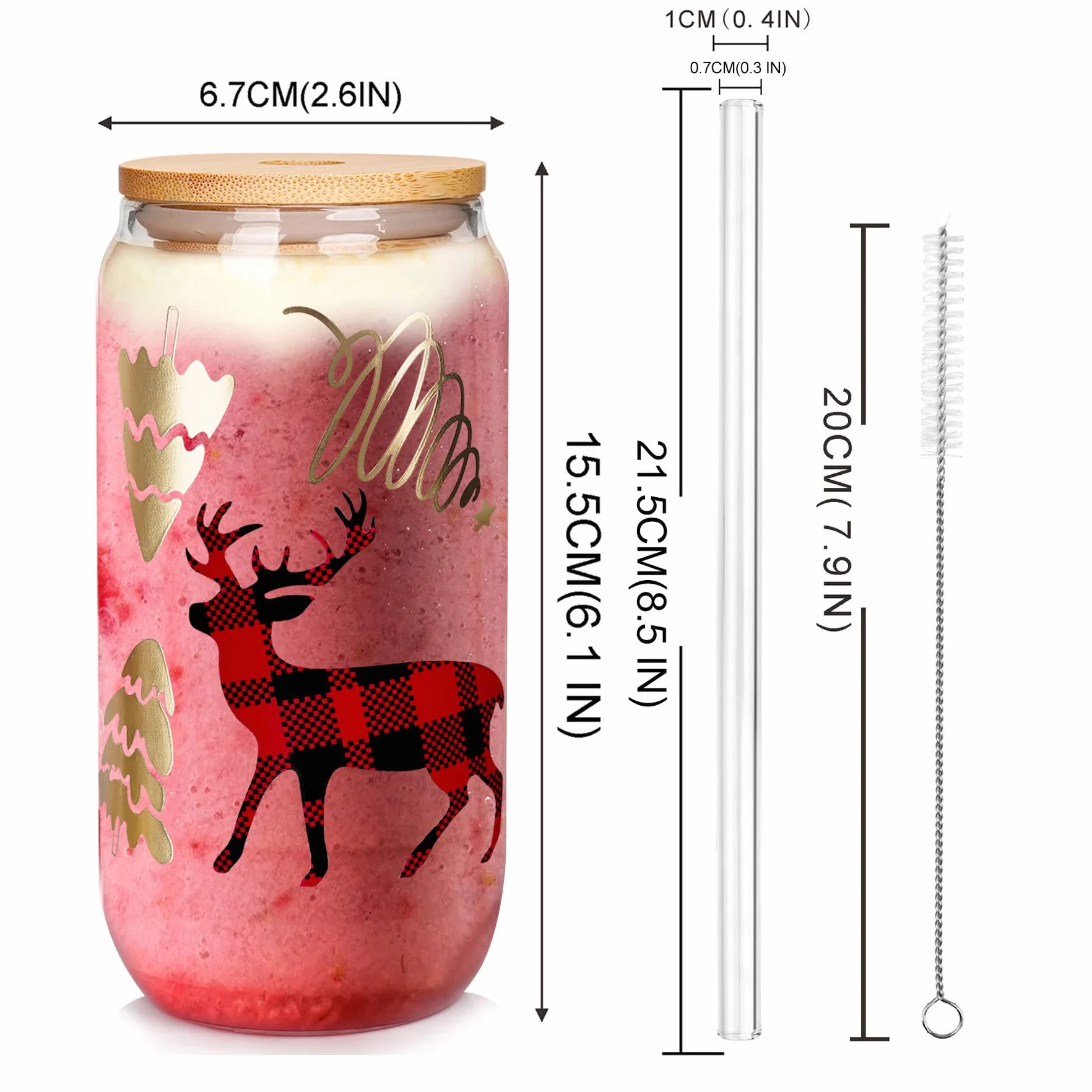 Kubki świąteczne, 500 ml, świąteczne szklanki do mrożonej kawy z pokrywkami i słomkami, biały słoń, prezenty dla dorosłych, kolorowe choinka, łoś, szklanki, prezenty dla nauczycieli, dla kobiet i