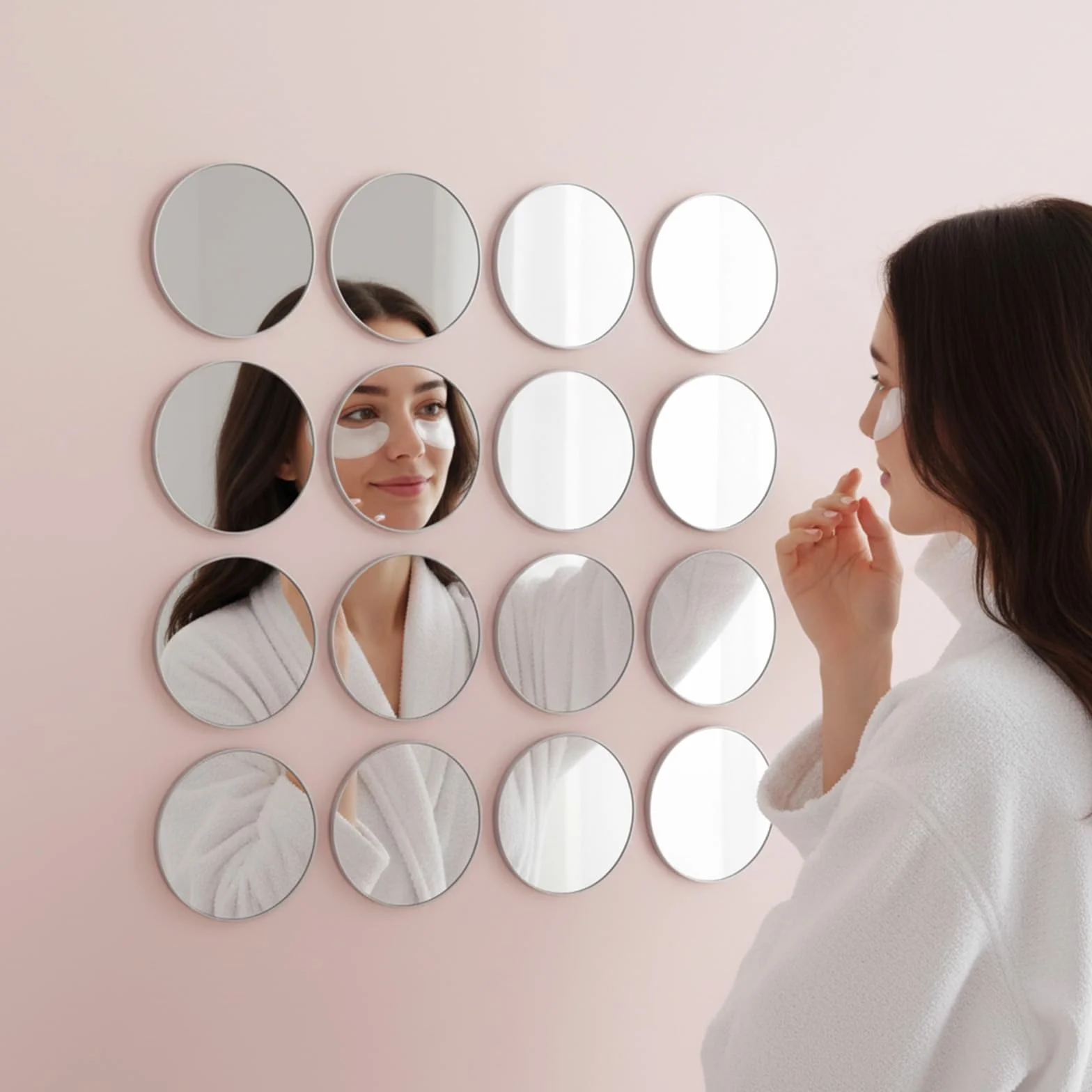 50 sztuk samoprzylepnych okrągłych lusterek akrylowych, mini okrągłych płytek z tworzywa sztucznego, małe okrągłe lustro, elastyczne płytki lustrzane, samoprzylepne, "zrób to sam", lustro ścienne