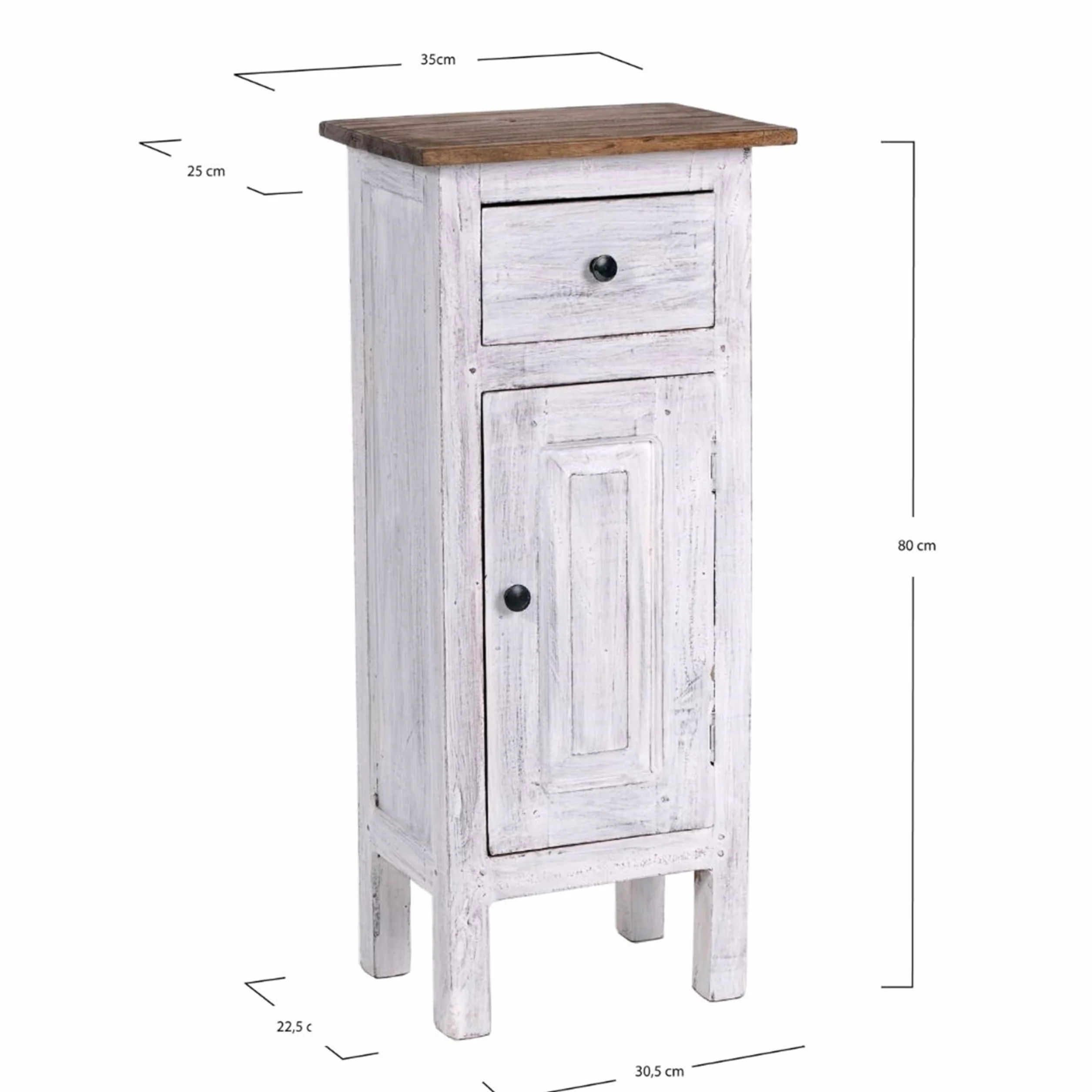 Flurschrank Plant 80 80x36x25 cm mahagoni z recyklingu szafka przedsionkowa shabby chic kolor 05 biały-naturalny