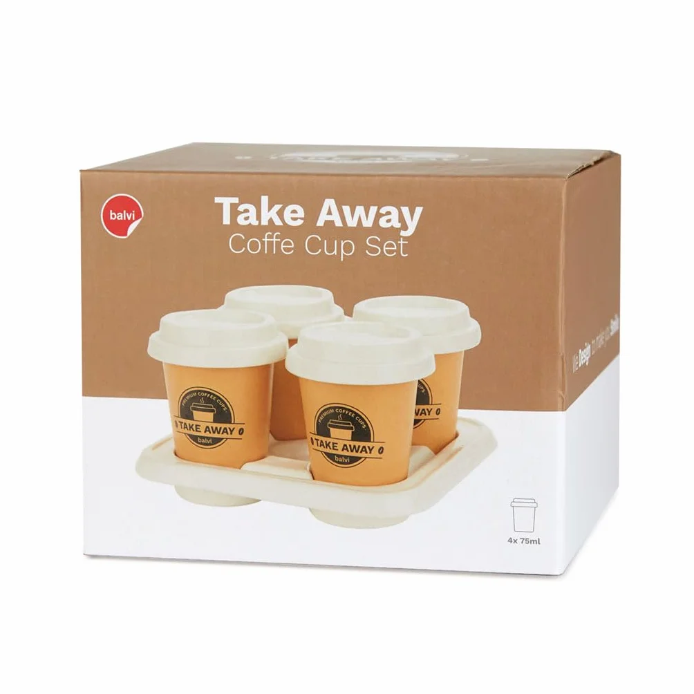 Balvi Filiżanki do kawy Take Away Porcelana 75 ml Brązowy Biały