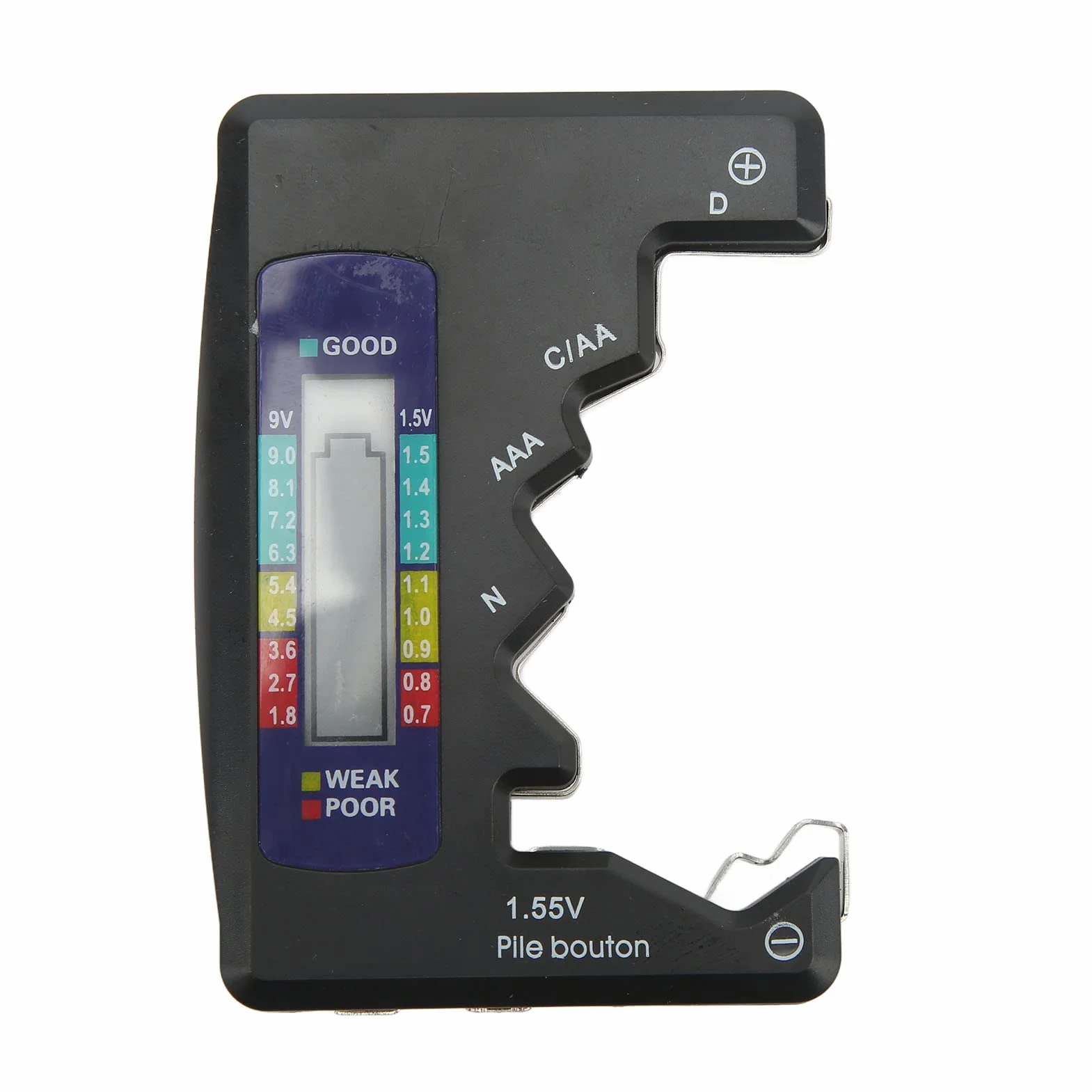 Yctze Cyfrowy tester pojemności baterii z wyświetlaczem LCD dla baterii guzikowych D C AA AAA N 1,5 V (czarny) baterie litowe aa