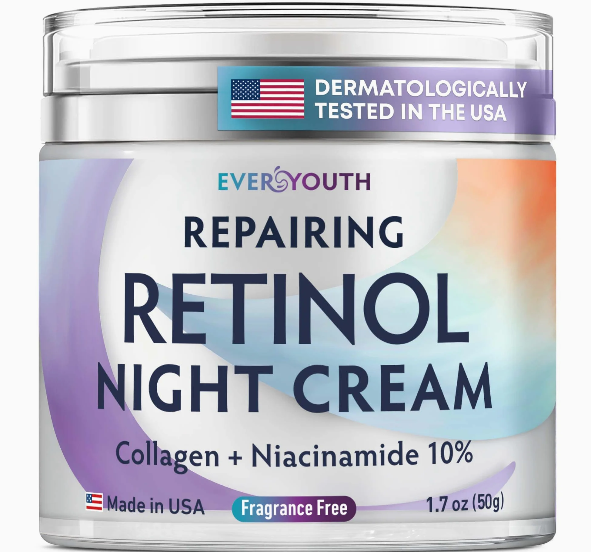 EVERYOUTH Night Cream do twarzy z Retinolem, Kolagenem, Niacynamidem 10% Krem do twarzy Anti Wrinkle Face Cream, Made in USA, Retinol Cream do twarzy, Anti Aging Face Cream, nawilżacz do twarzy dla