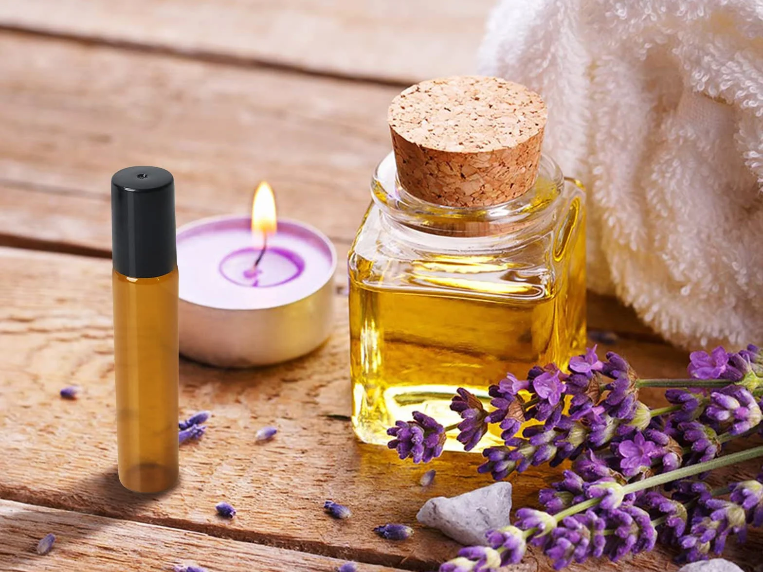 Topsky Puste szklane butelki w kulce ze stali nierdzewnej, na olejki eteryczne, balsamy, perfumy brązowe (24 sztuki, 10 ml)