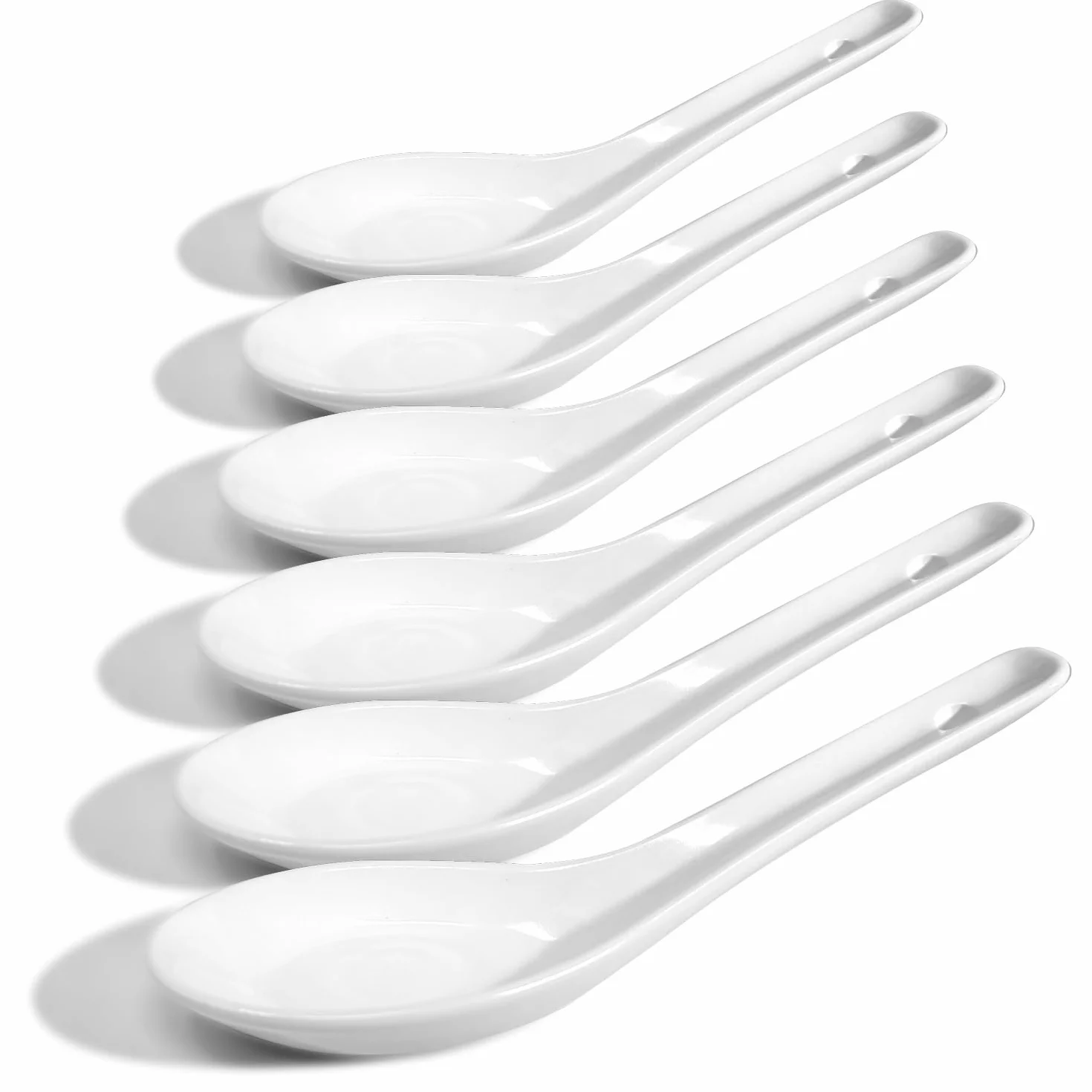 COM-FOUR® 6x azjatyckie lyzki do zupy - lyzki do ryzu z bialej porcelany - lyzki do serwowania misek ryzowych, ramenu, przystawek, deserów - zestaw lyzek porcelanowych (6 sztuk - biale)
