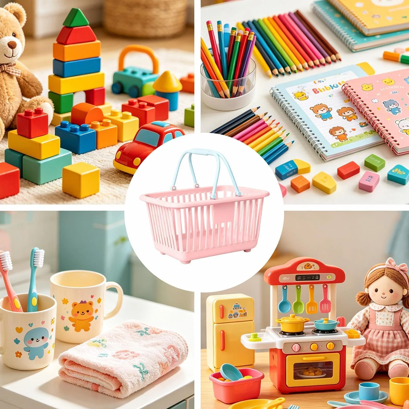 Mini koszyk na zakupy, przenośny organizer do przechowywania na biurku, splot ze składanym uchwytem, kosz do przenoszenia do domu, biura, kuchni, do przechowywania zabawek, 13 x 16 x 8 cm
