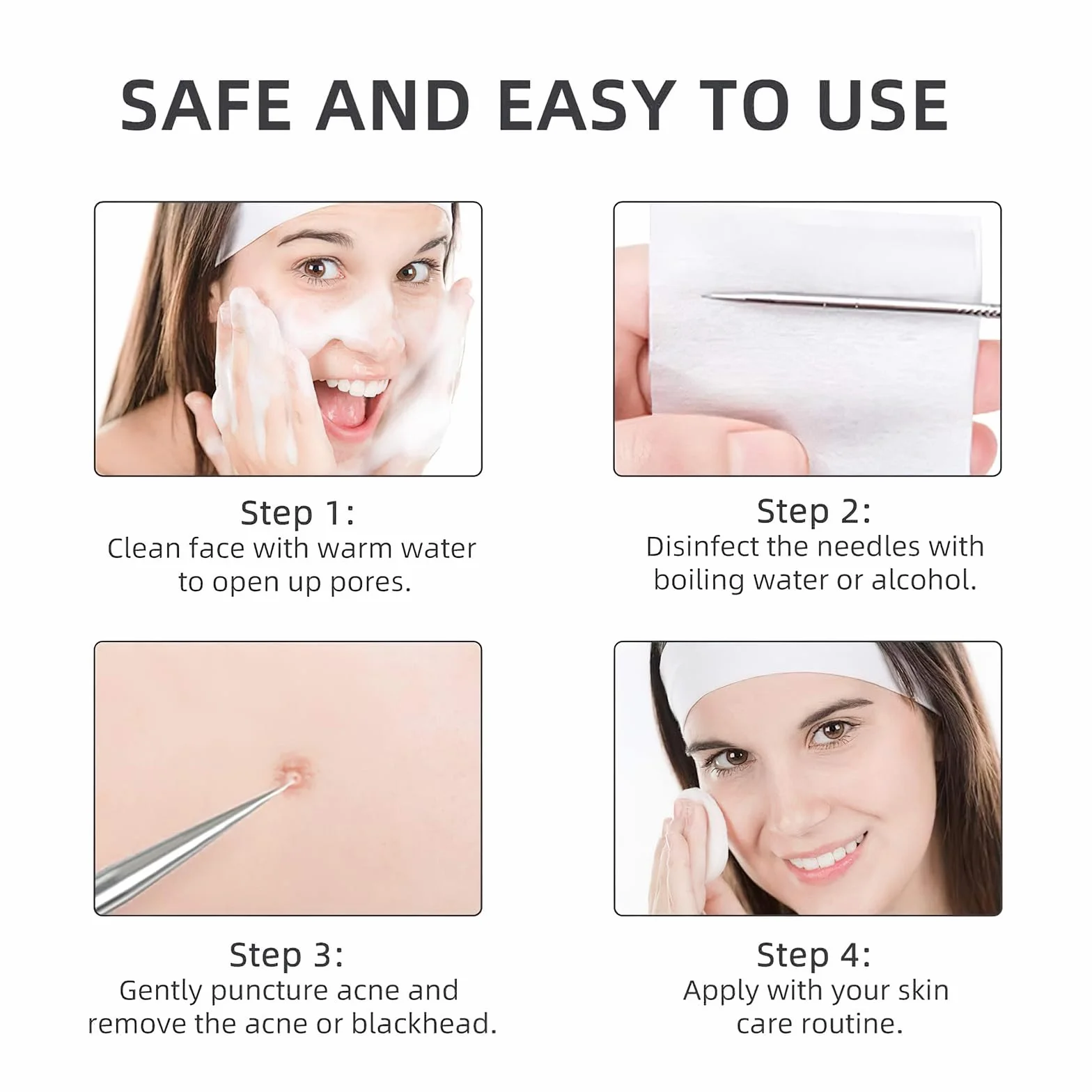 DUcare Blackhead Remover Comedone Squeezer Zestaw 9 profesjonalnych pincet ekstrakcyjnych Zestaw do usuwania trądziku Pryszcze Ekstraktor zaskórnikowy do pielęgnacji twarzy z etui