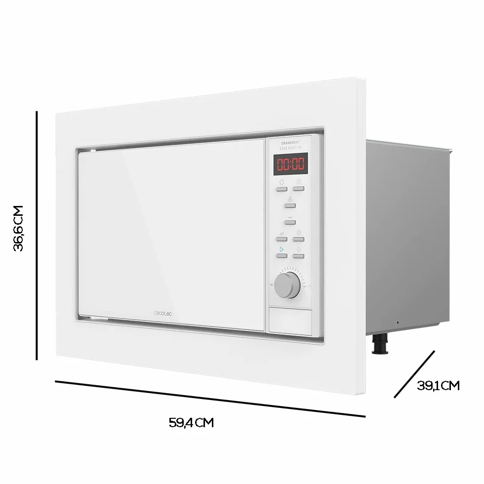 Cecotec Wbudowana mikrofalówka cyfrowa GrandHeat 2350 Built-In biała 900 W 23 l grill
