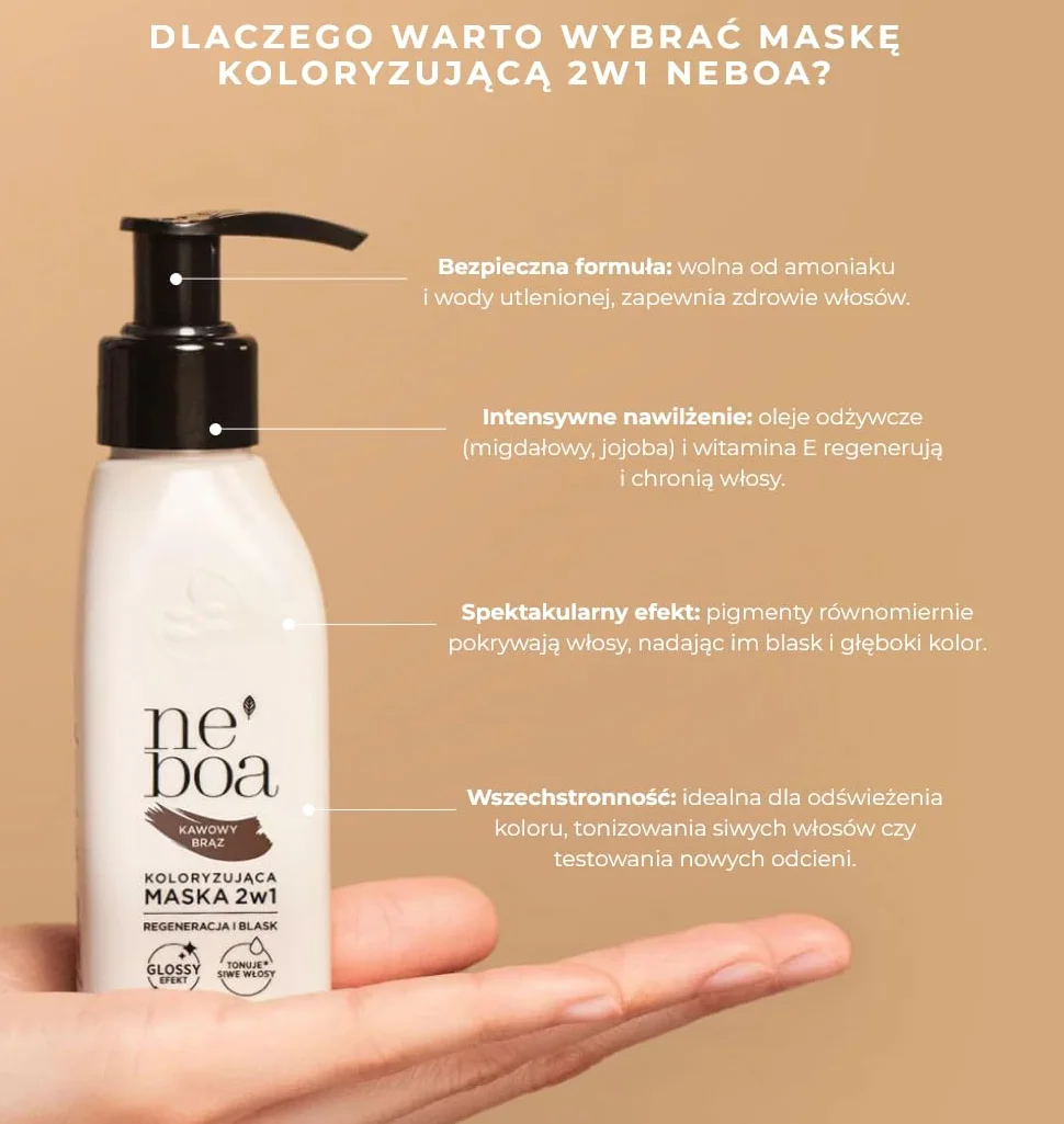 Neboa maska koloryzującą 2w1 Kawowy Brąz 100 ml
