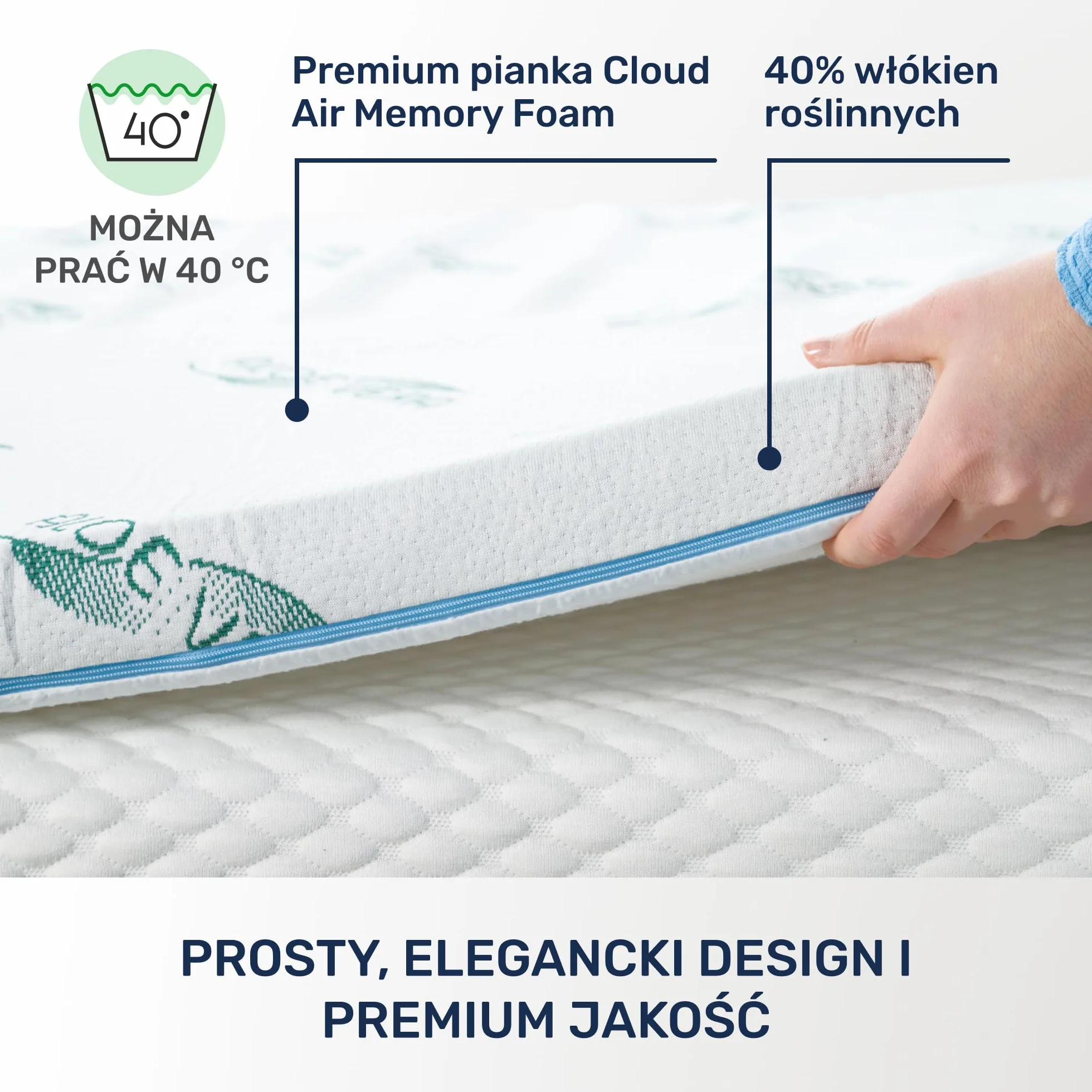 Materac nawierzchniowy wiskoelastyczny Dailydream Model M 90x190x5cm Aloe Vera