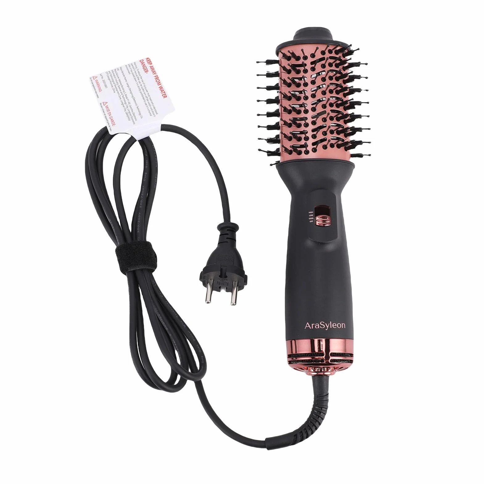 Podróżna szczotka z ciepłym powietrzem, 3 poziomy temperatury do prostowania i lokowania, lekka (275 g), Dual Voltage (100-240 V), okrągła suszarka 700 W