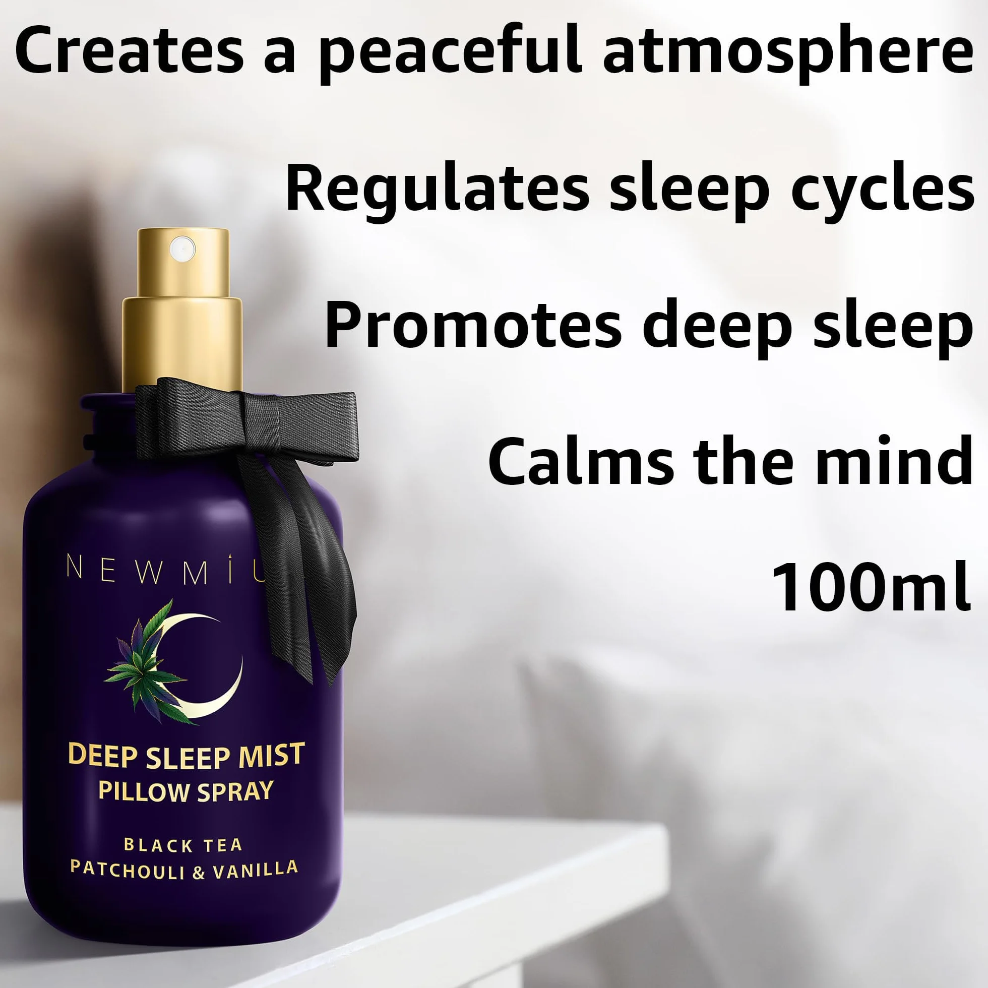 Deep Sleep Pillow Spray Patchouli Black Tea Vanilla Essential Oils Natural Fast Acting Aromatherapy Mist