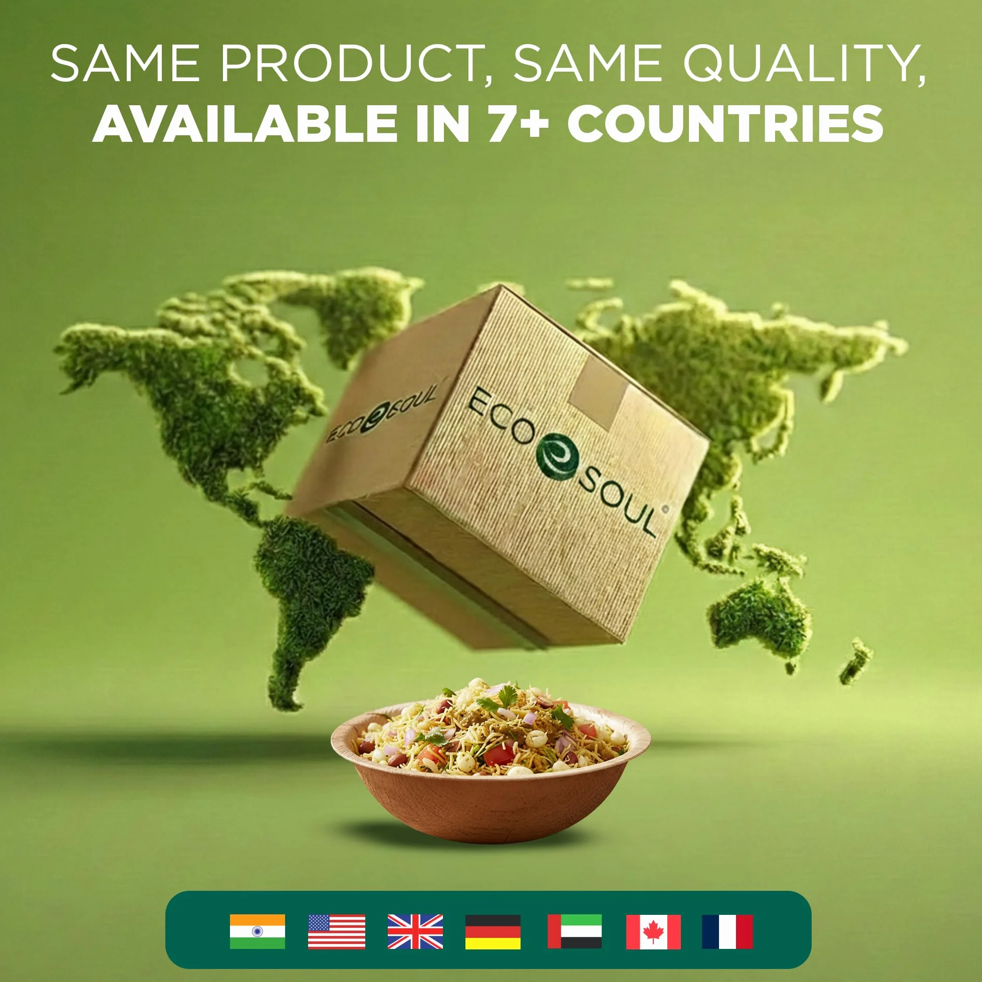 ECO SOUL 100% kompostowalne duże miseczki 15 cm, 470 ml [50 sztuk] jednorazowe miseczki w stylu bambusowym I wytrzymała, przyjazna dla środowiska, wytrzymała miska I biodegradowalne miski ekologiczne