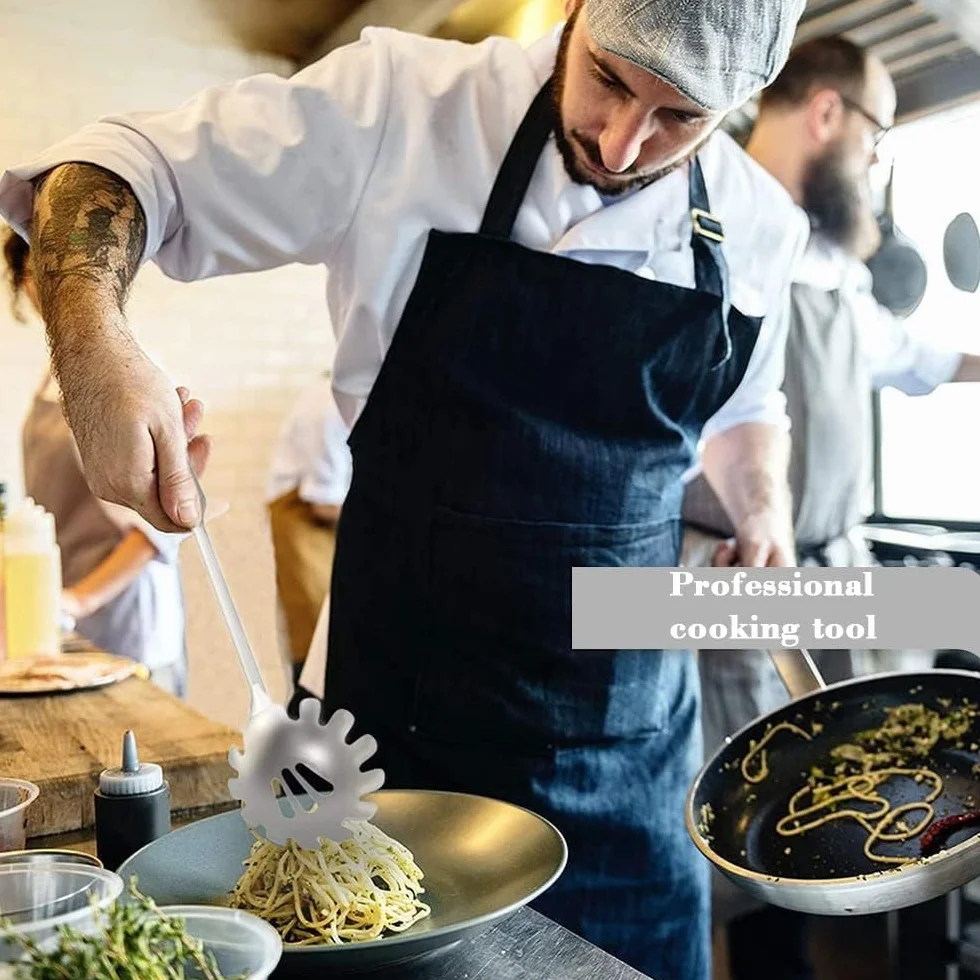 Łyżka do spaghetti ze stali nierdzewnej 35 cm, do serwowania i gotowania makaronu