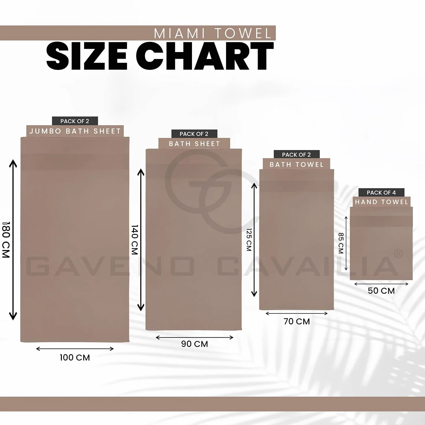 GC GAVENO CAVAILIA Gaveno Cavailia bawełna egipska, gruba, chłonna, 700 g/m², Miami, 4 szt., wielbłądzi, ręcznik do rąk (50 x 85 cm)