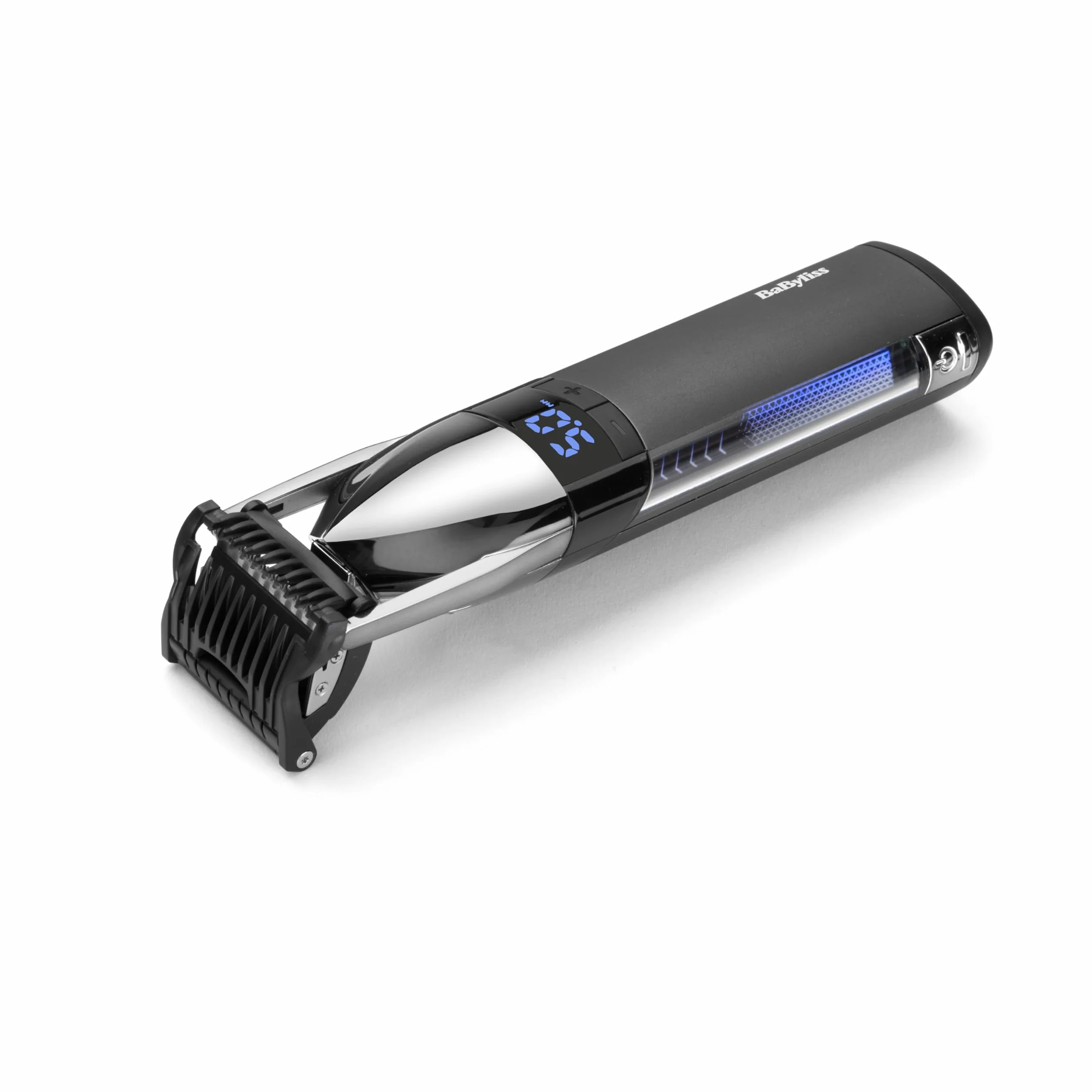 BaByliss Super‑X Trymer do Zarostu – Wodoodporny trymer do brody z japońskimi ostrzami stalowymi, regulacja motorowa (0,4–5 mm), wyświetlacz cyfrowy, bateria litowo‑jonowa, 90 minut pracy, S996E