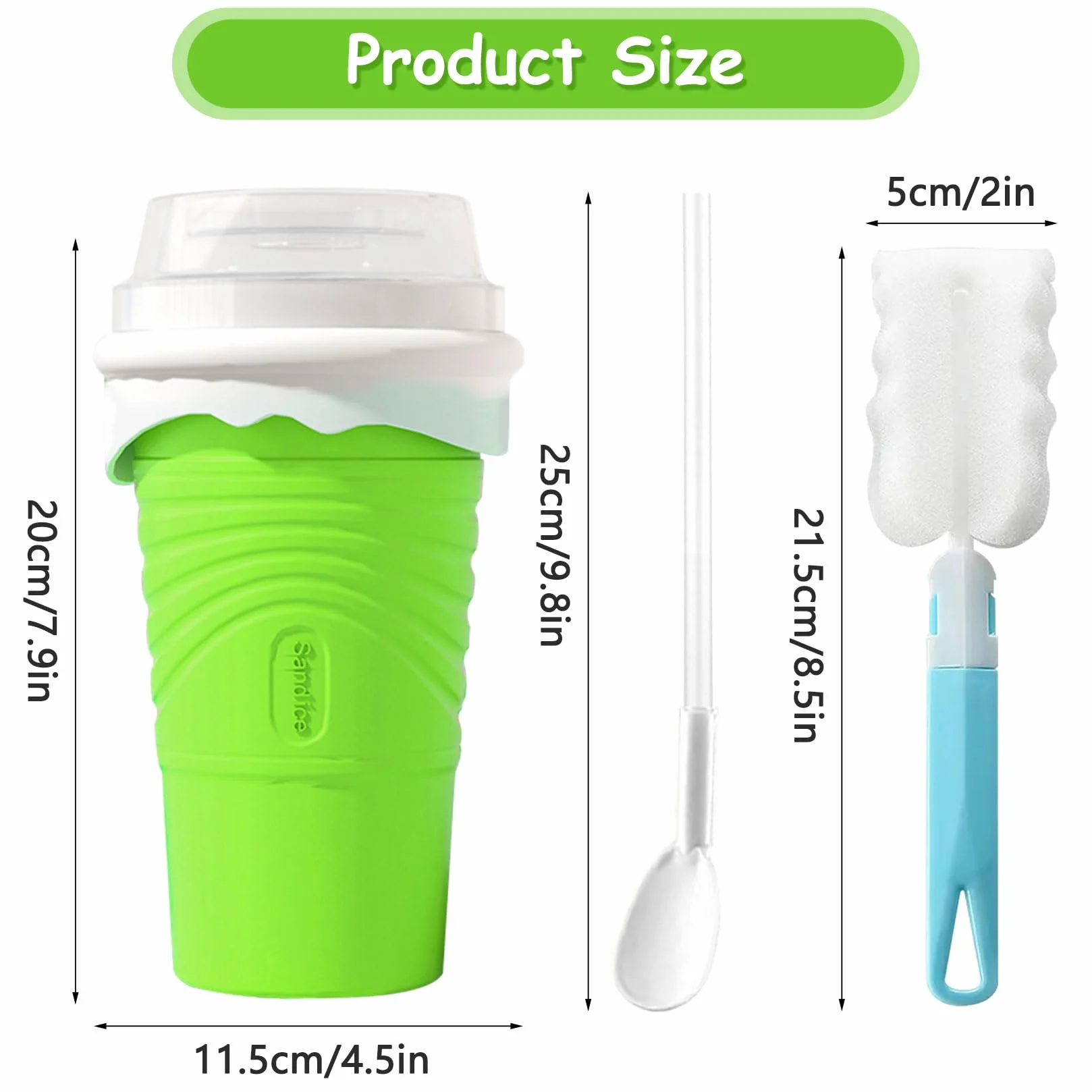 Silikonowy kubek Slushy Maker 500 ml zrób to sam do koktajli mlecznych zielony