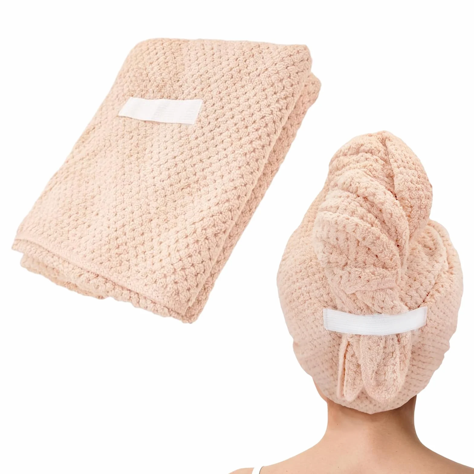 Ręcznik z mikrofibry do długich włosów, szybkoschnący turban z elastyczną taśmą
