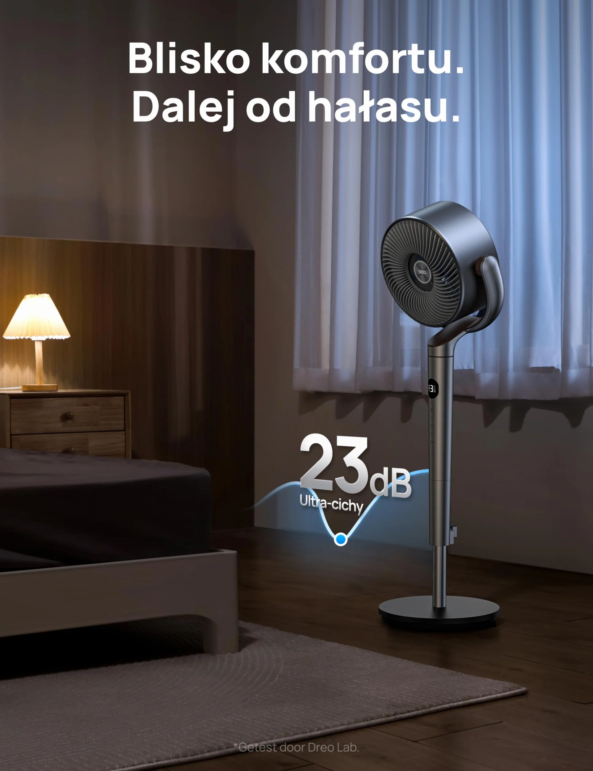 Dreo 23dB inteligentne cichy wentylator stojący, zasięg wiatru 24M, objętość powietrza 1200m³/h, turbo cyrkulator, wysokość 102CM, oscylujący wentylator 120°+120°, 6 trybów, 8 prędkości, PolyFan 502S