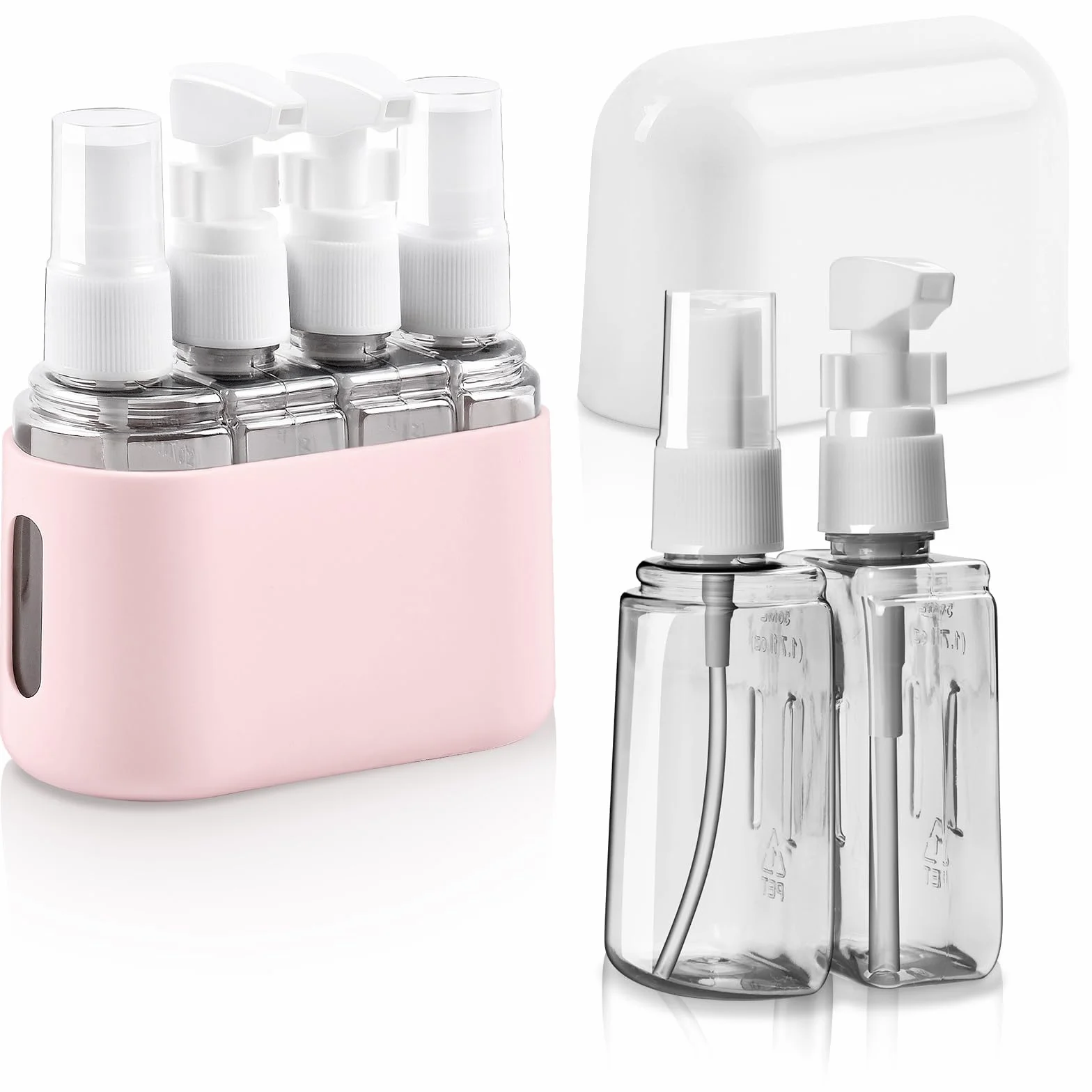 Flintronic Zestaw butelek podróżnych 4 w 1, 50 ML, szczelne, przenośne pojemniki z etykietą
