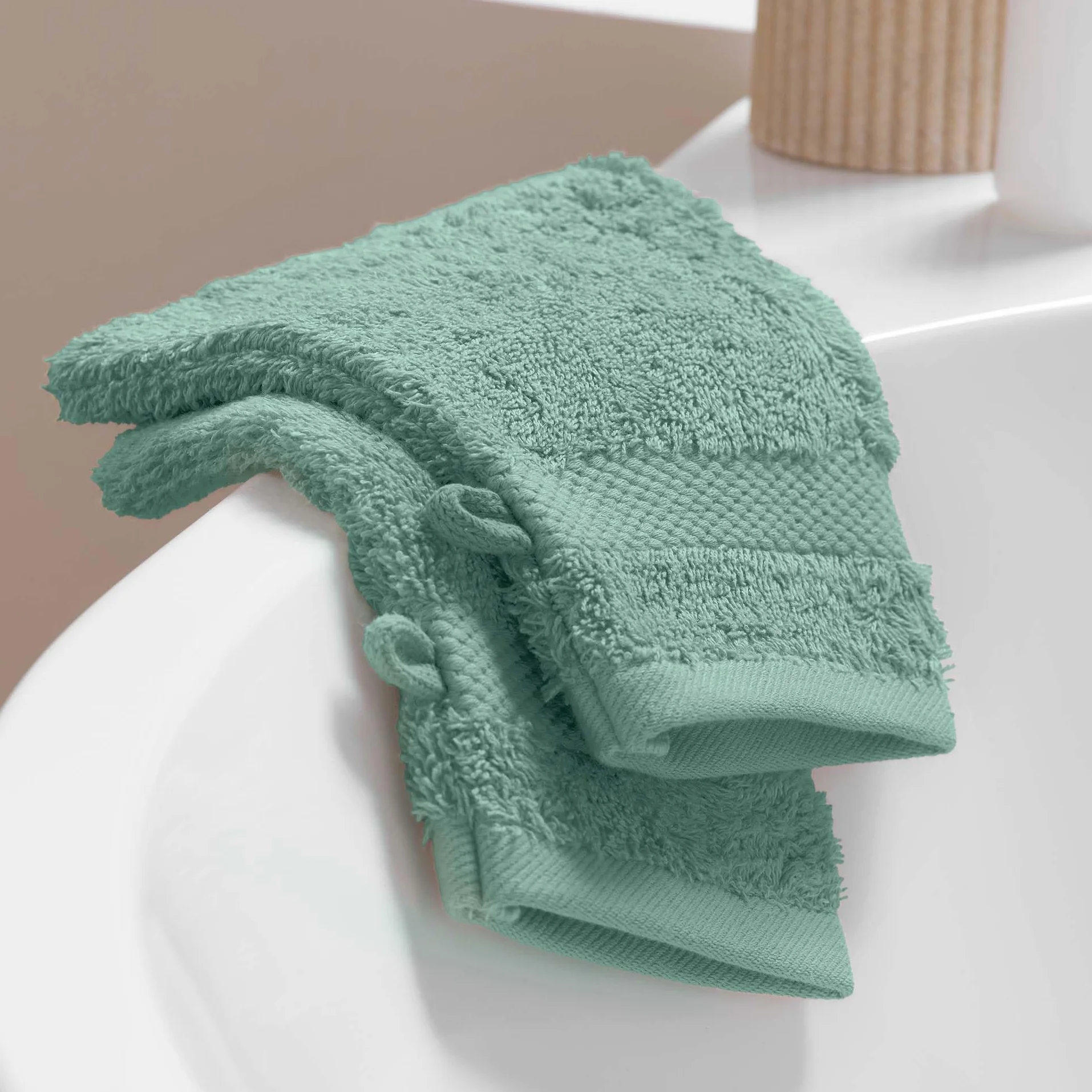 Rękawice toaletowe Elegance Celadon 15x21 cm 100% bawełna gładka