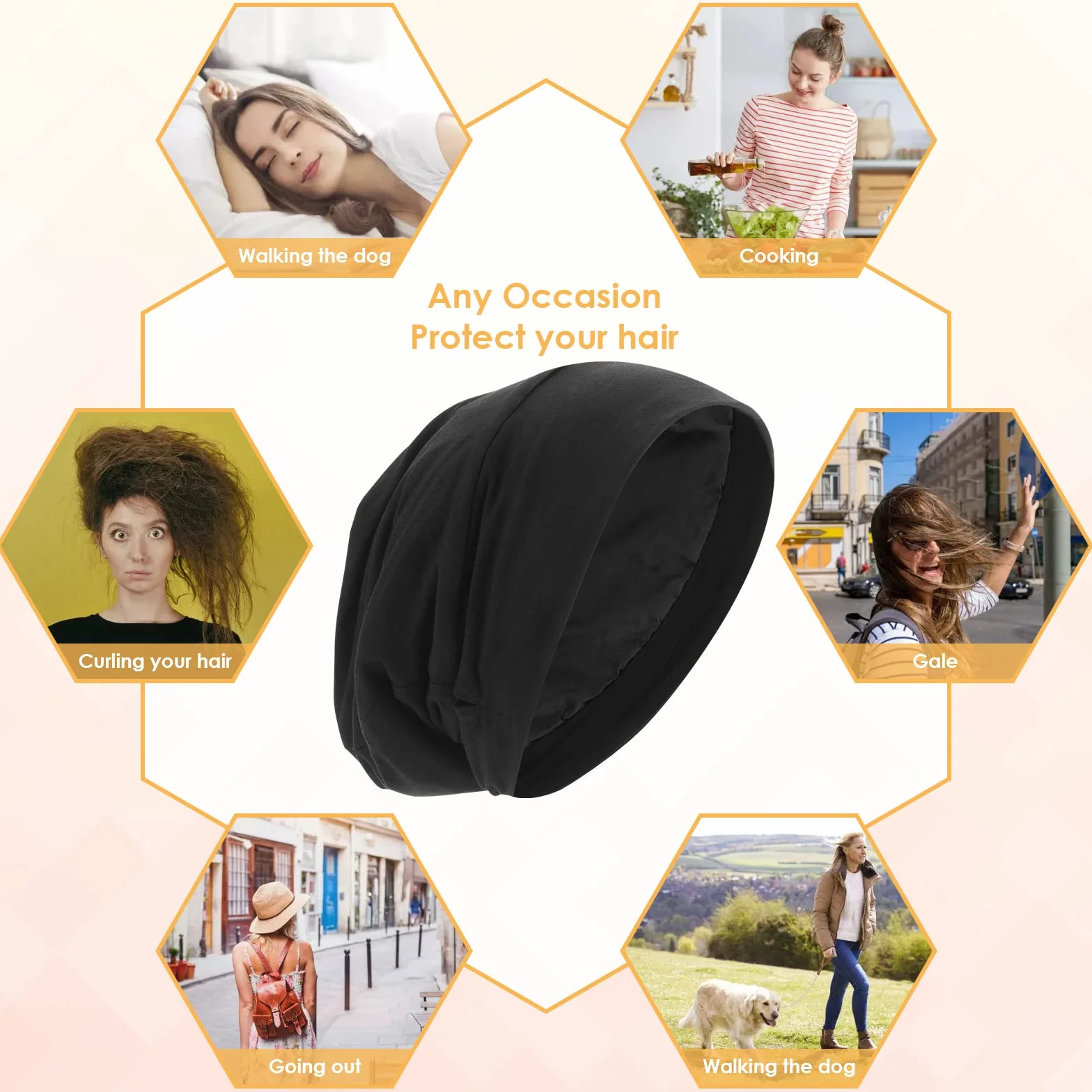 WLLHYF Jedwabna czapka z daszkiem Bonnet Soft Hair Wrap Cover Satin Lined Beanie Adjustable Turban Hat Nurse Cap Bonnet for Medium Curly Frizzy Hair Hat dla kobiet i mężczyzn