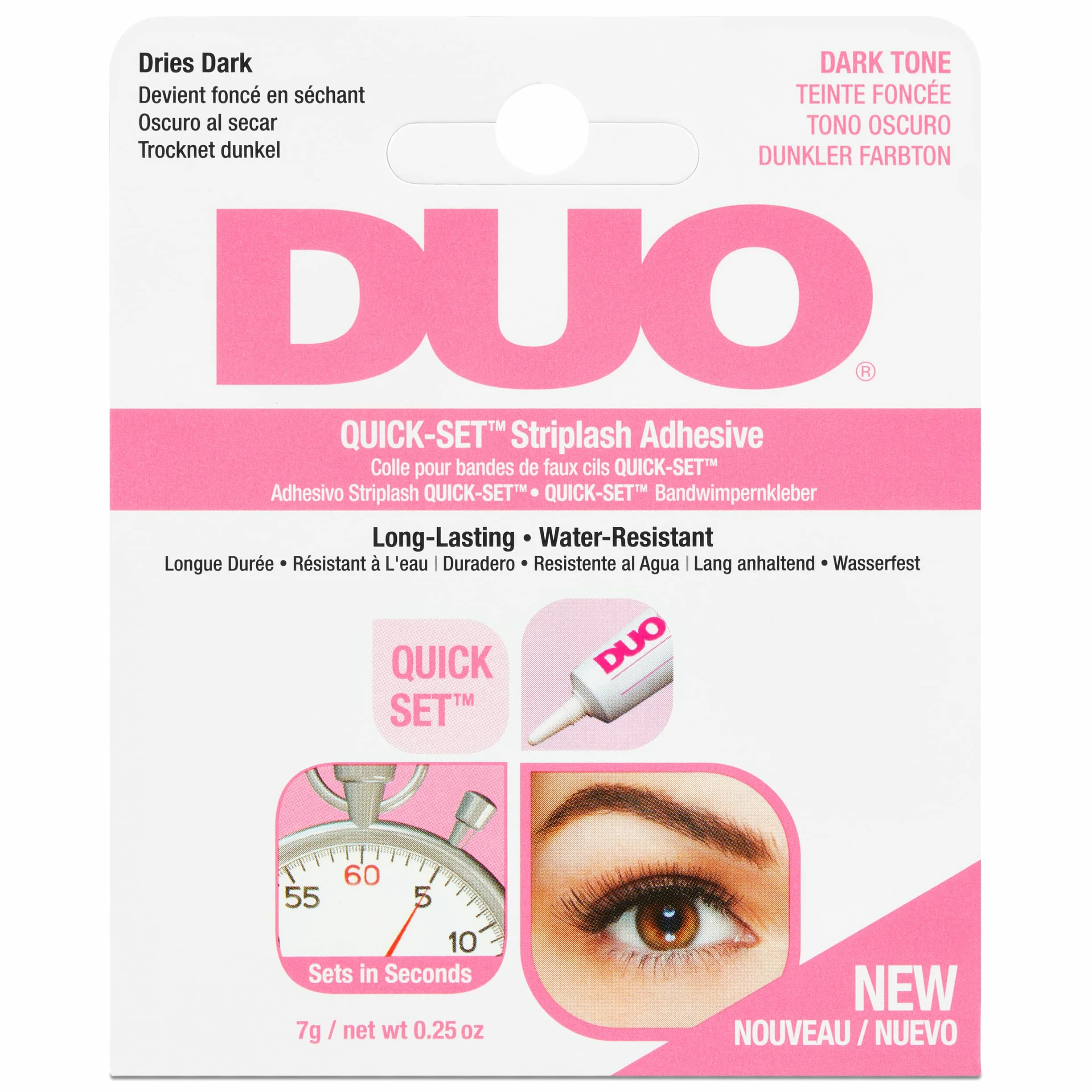 ARDELL DUO Klej do rzęs, czarny (7 g), z formułą szybkoschnącą, szybkoschnący klej do sztucznych rzęs, bardzo mocne trzymanie i wodoodporny, Quickset Lash Adhesive, ciemny