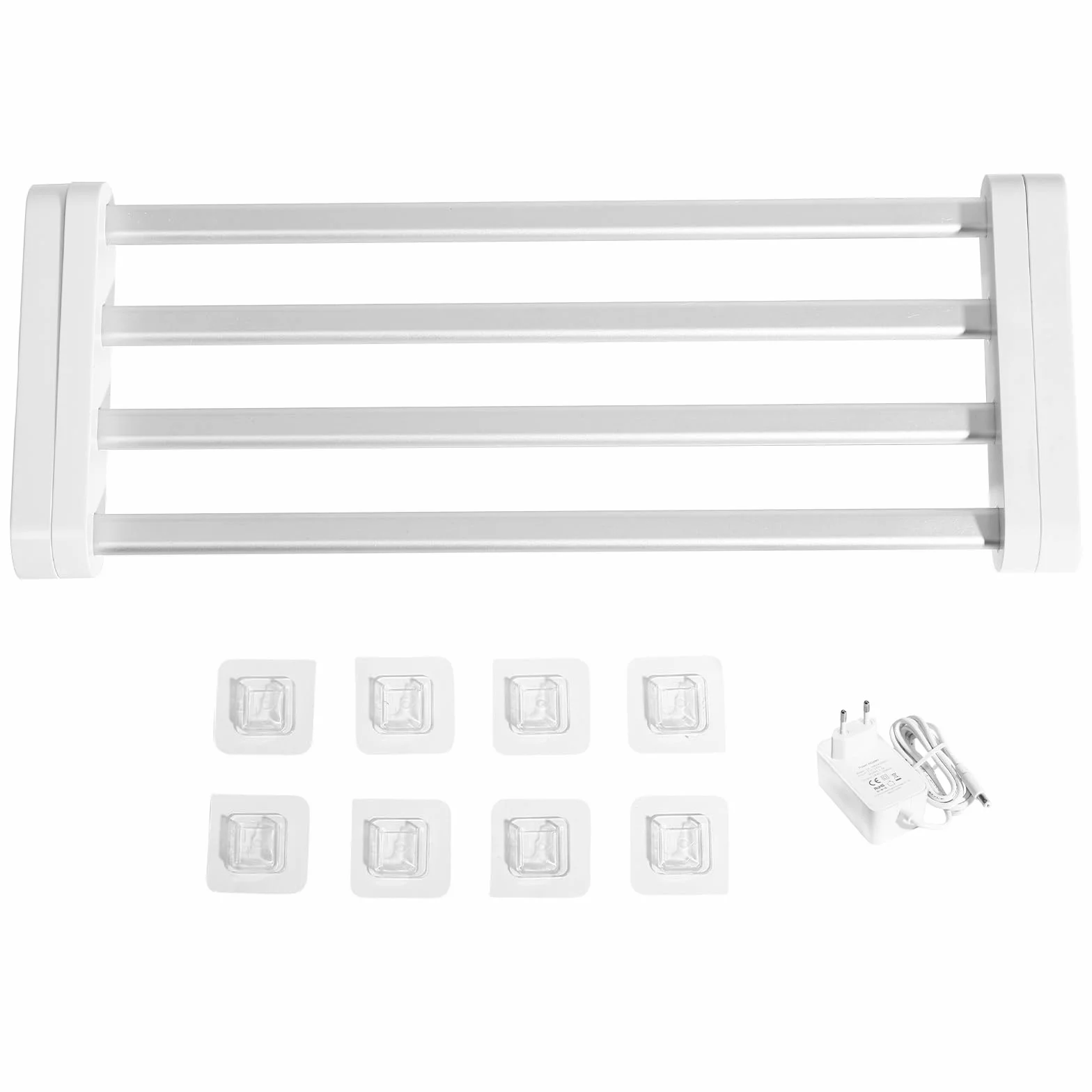 Elektryczny wieszak na ręczniki 36 W, składany 90°, montaż ścienny, LCD, aluminium, 55°C