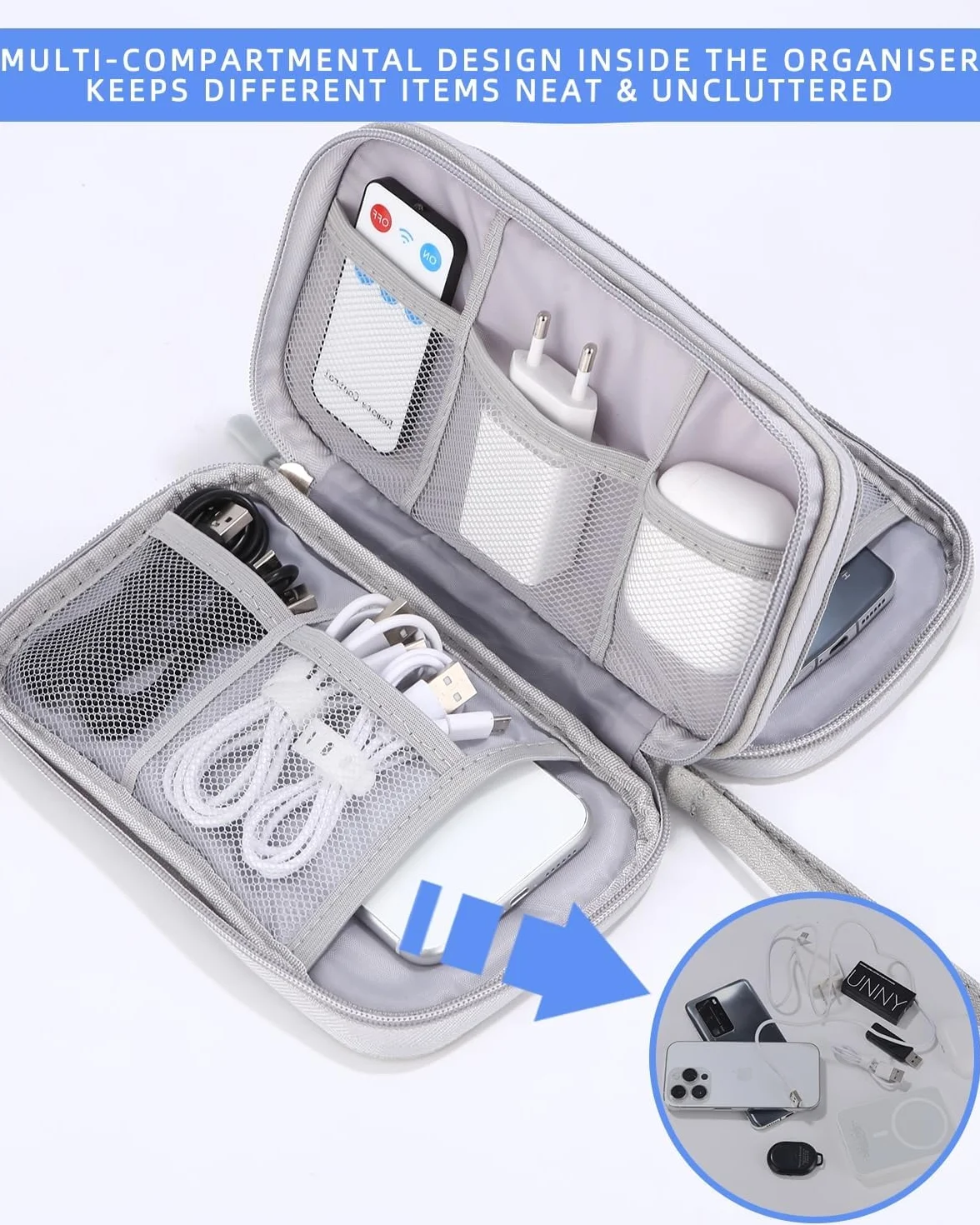 Torba na kable,organizer do torby na elektronikę, organizer do torby na kable podróżny na zasilacz, kabel, ładowarka, power bank,organizer podróżny na kabel do ładowania telefonu komórkowego