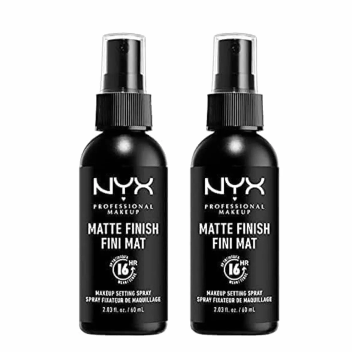 NYX Professional Makeup Spray do ustawiania, długotrwała formuła, wegańska, matowe wykończenie, opakowanie 2 szt., 60 ml