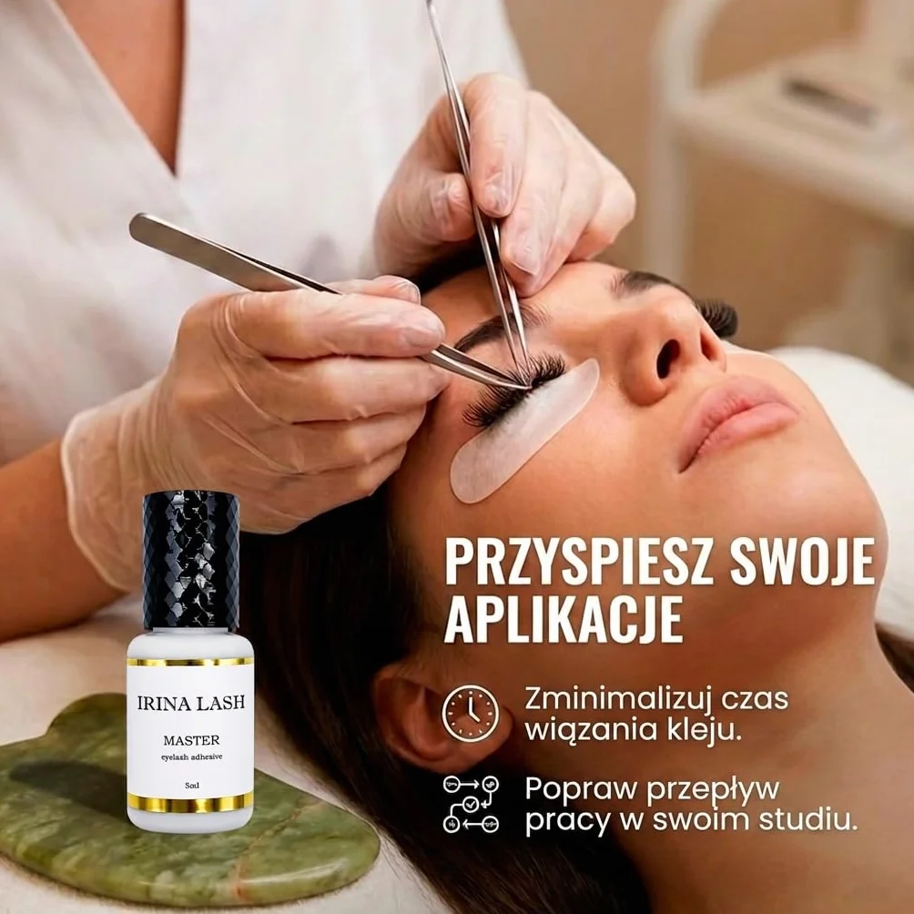 Klej do rzęs Master Volume, atest higieniczny, szybkoschnący 1 s, utrzymuje się do 7 tyg., 5 ml czarny, do przedłużania rzęs - Irina Lash