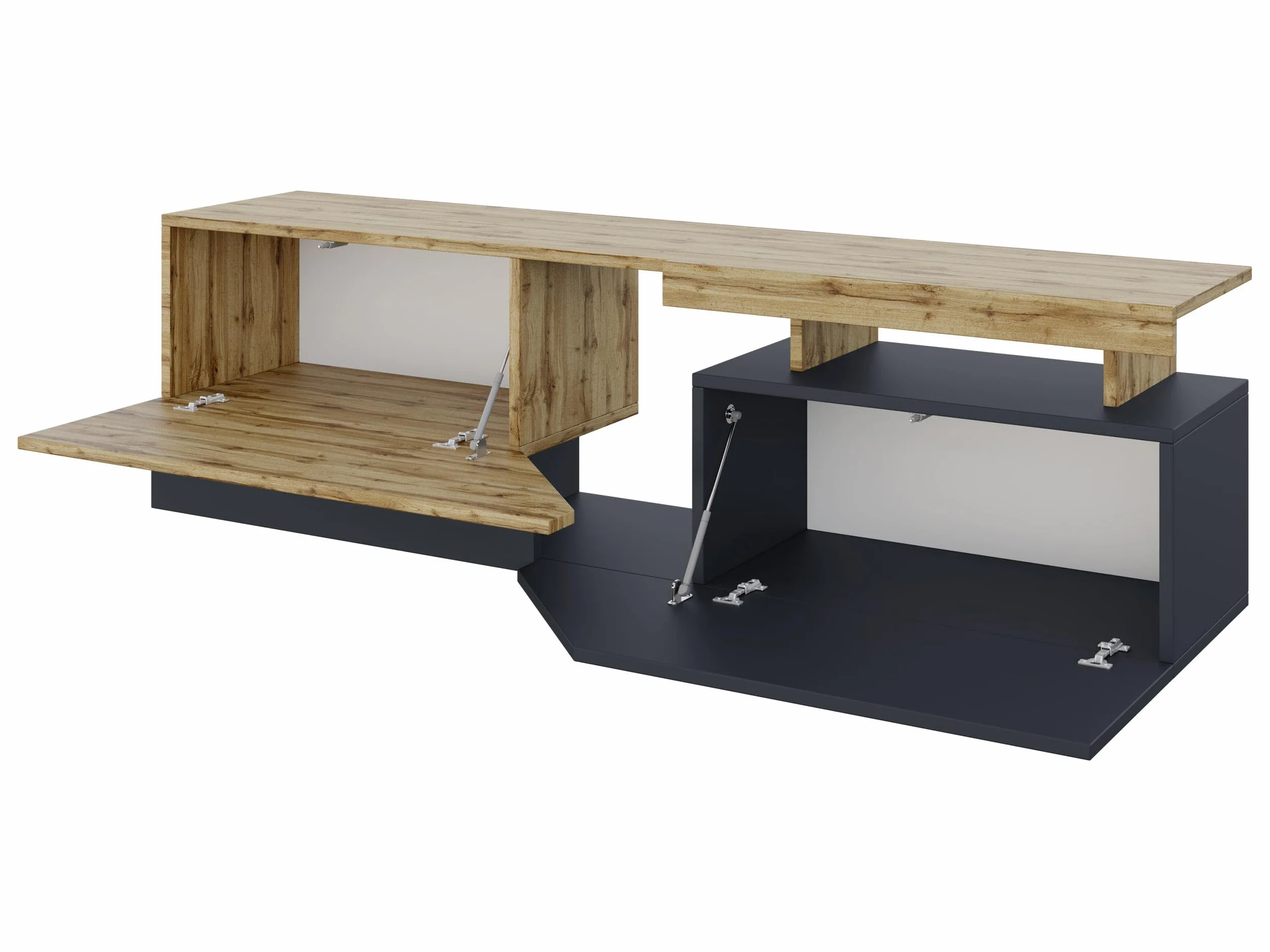 Szafka RTV Dąb Wotan/Biały 160x47x35 cm BDW RTV DOUBLE