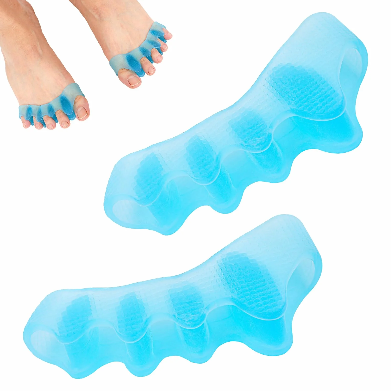 2szt Separatory Palców do Pedicure, Silikonowe Niebieskie Dystanse do Palców Miekkie Korektor Palców dla Kobiet Mezczyzn Nakladajace Sie Palce Lakier do Paznokci