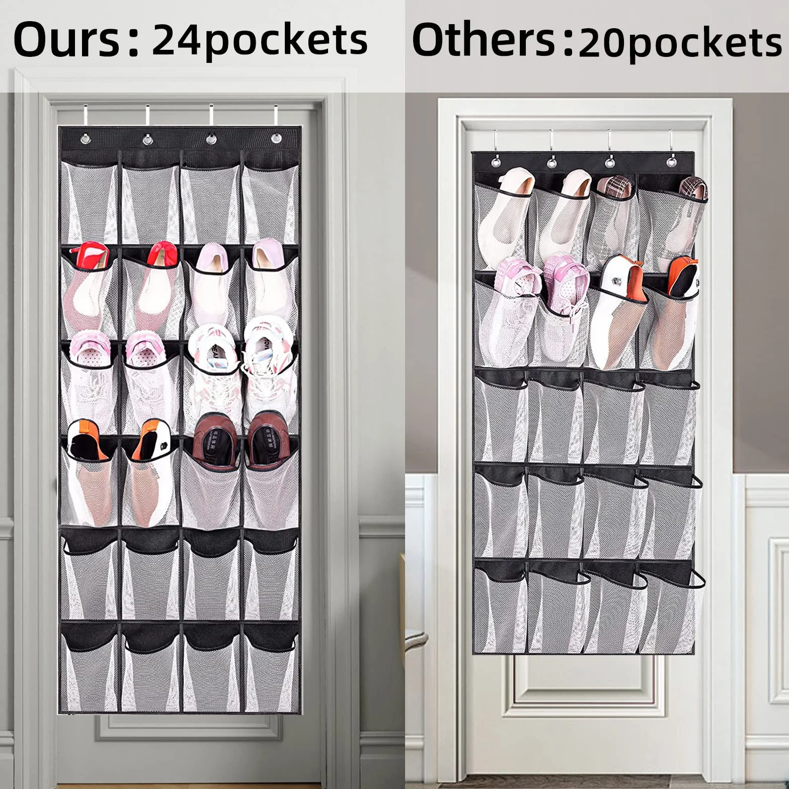 UEPOA Wiszący organizer na buty, z 24 kieszeniami, wielofunkcyjny organizer na drzwi, do sypialni, salonu, łazienki