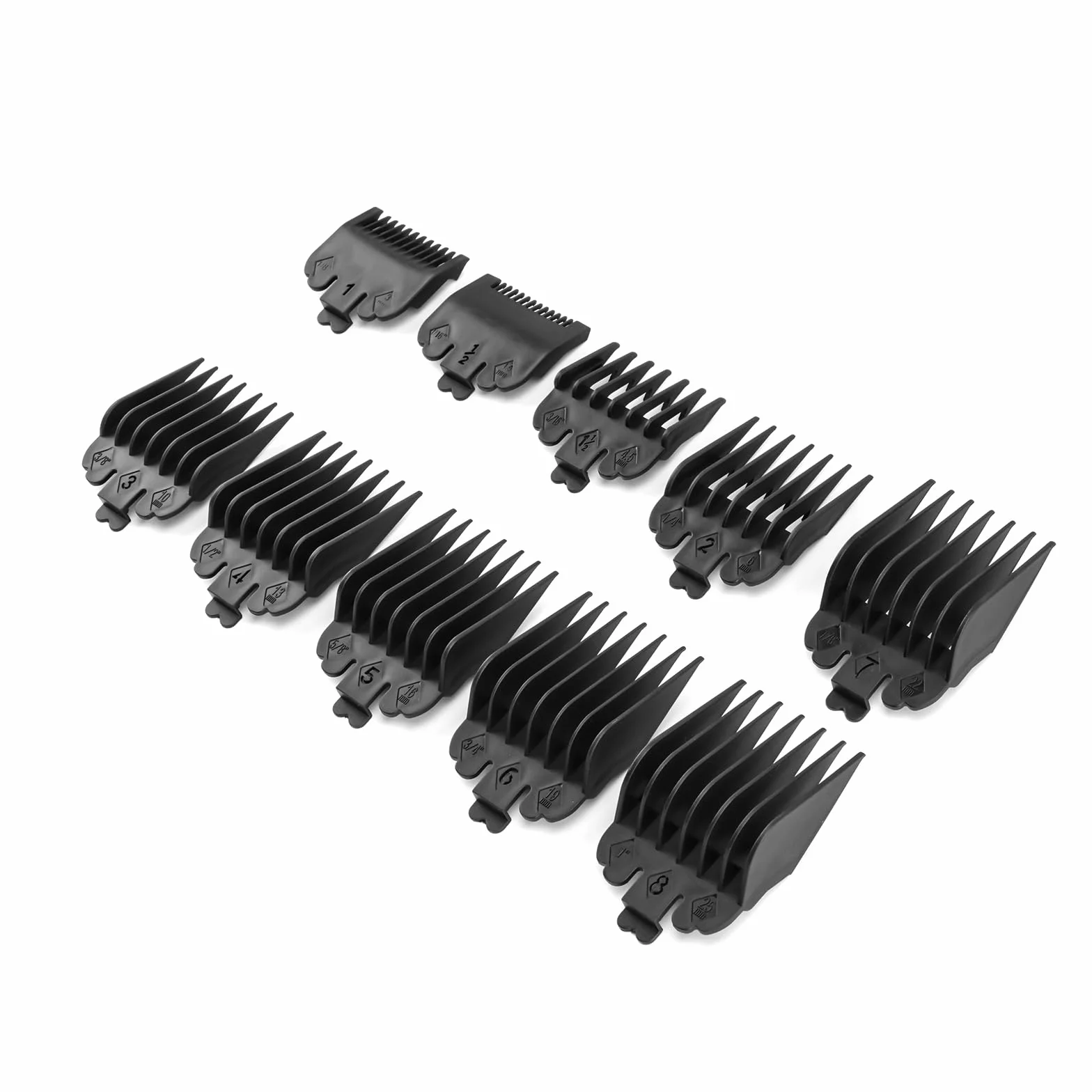 10 sztuk nasadek do maszynki do strzyżenia włosów, nakładka do strzyżenia włosów, nakładka przesuwna, zestaw grzebienia do strzyżenia brody (1,5 mm do 25 mm, czarne)