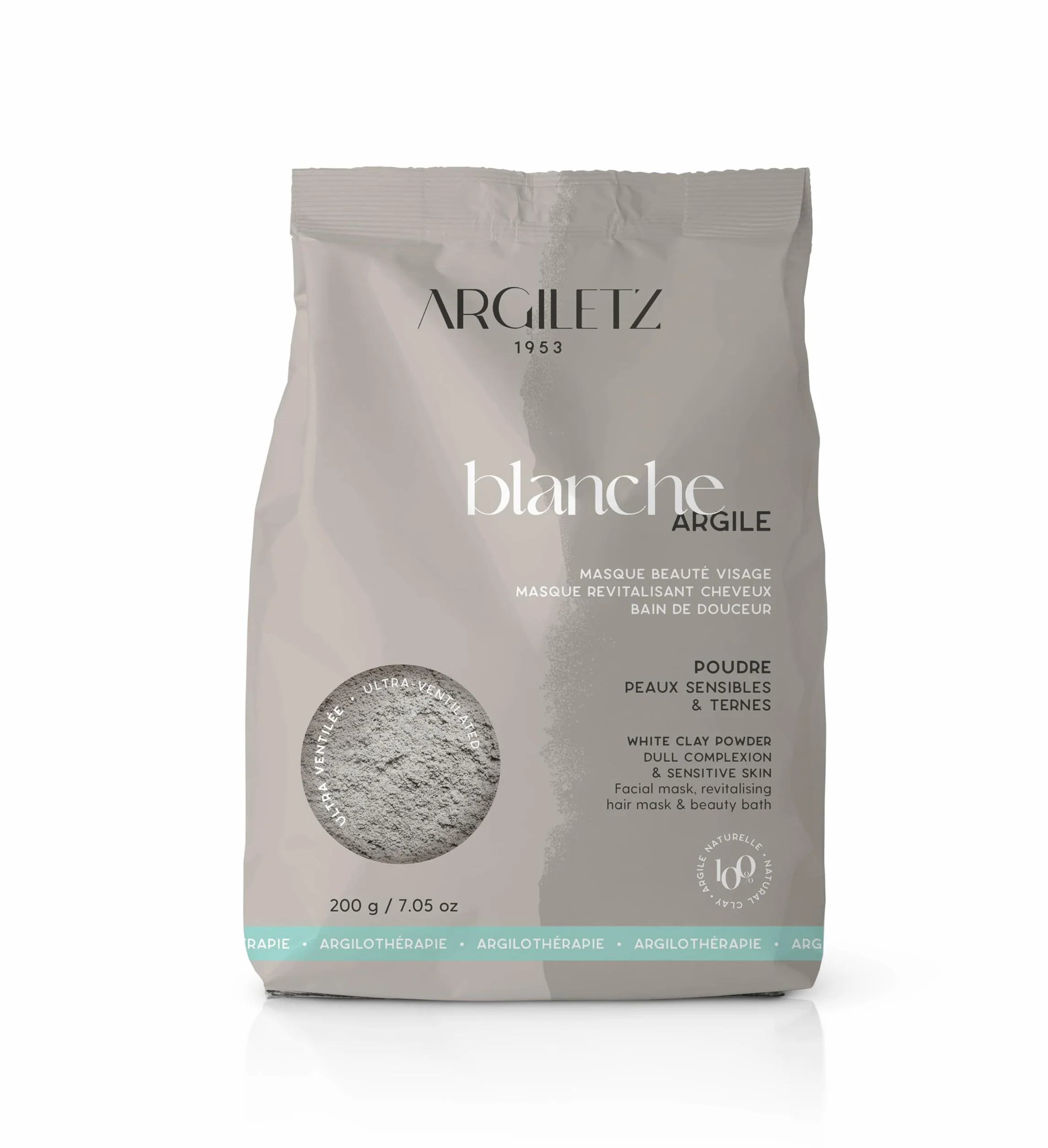 Argiletz Ultra-wentylowana biała glina 200 g