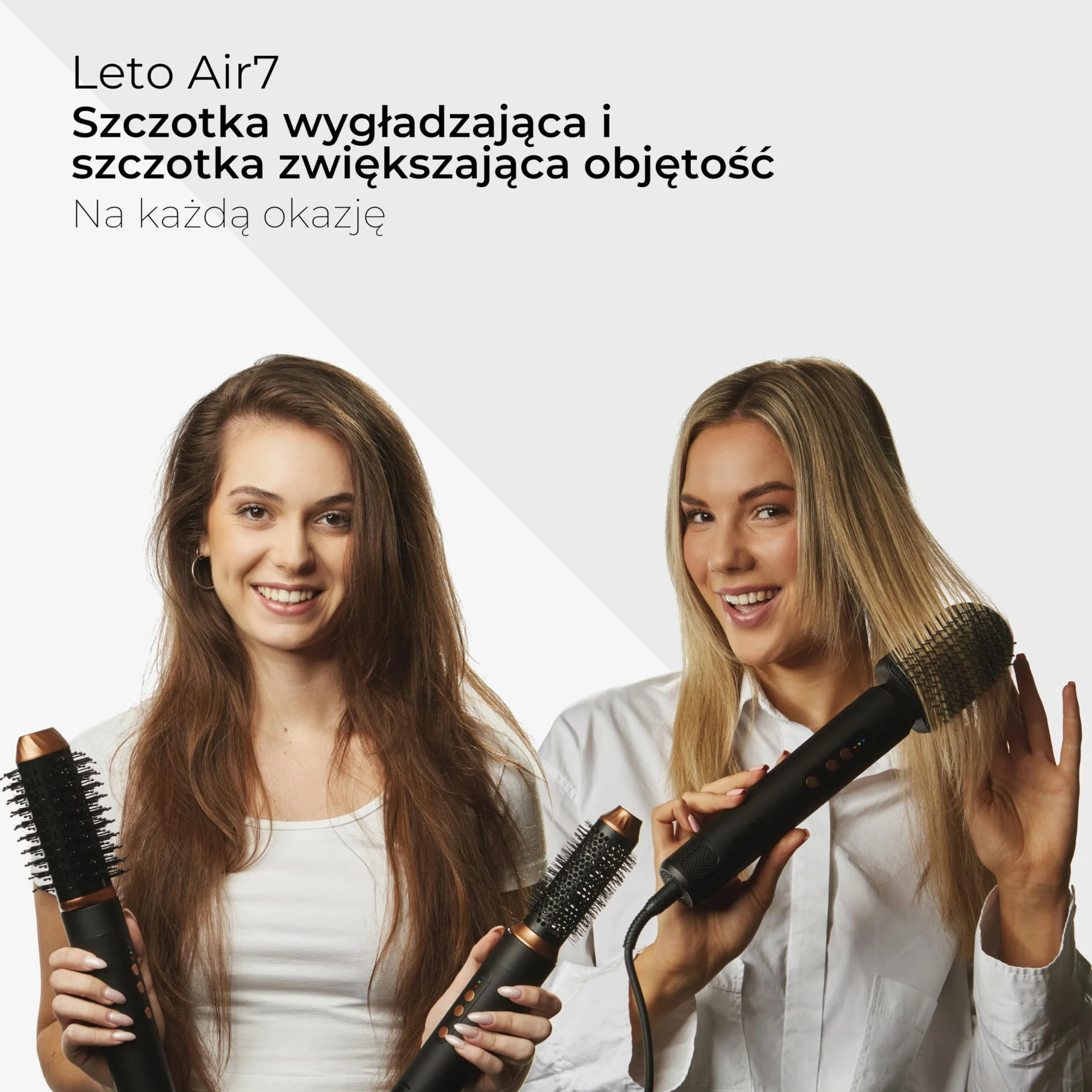 Leto 7 w 1 Hot Air Brush & Hair Dryer – okrągła szczotka, lokówka, prostownica, dyfuzor, koncentrator, Coanda, jonowa, 1400W BLDC