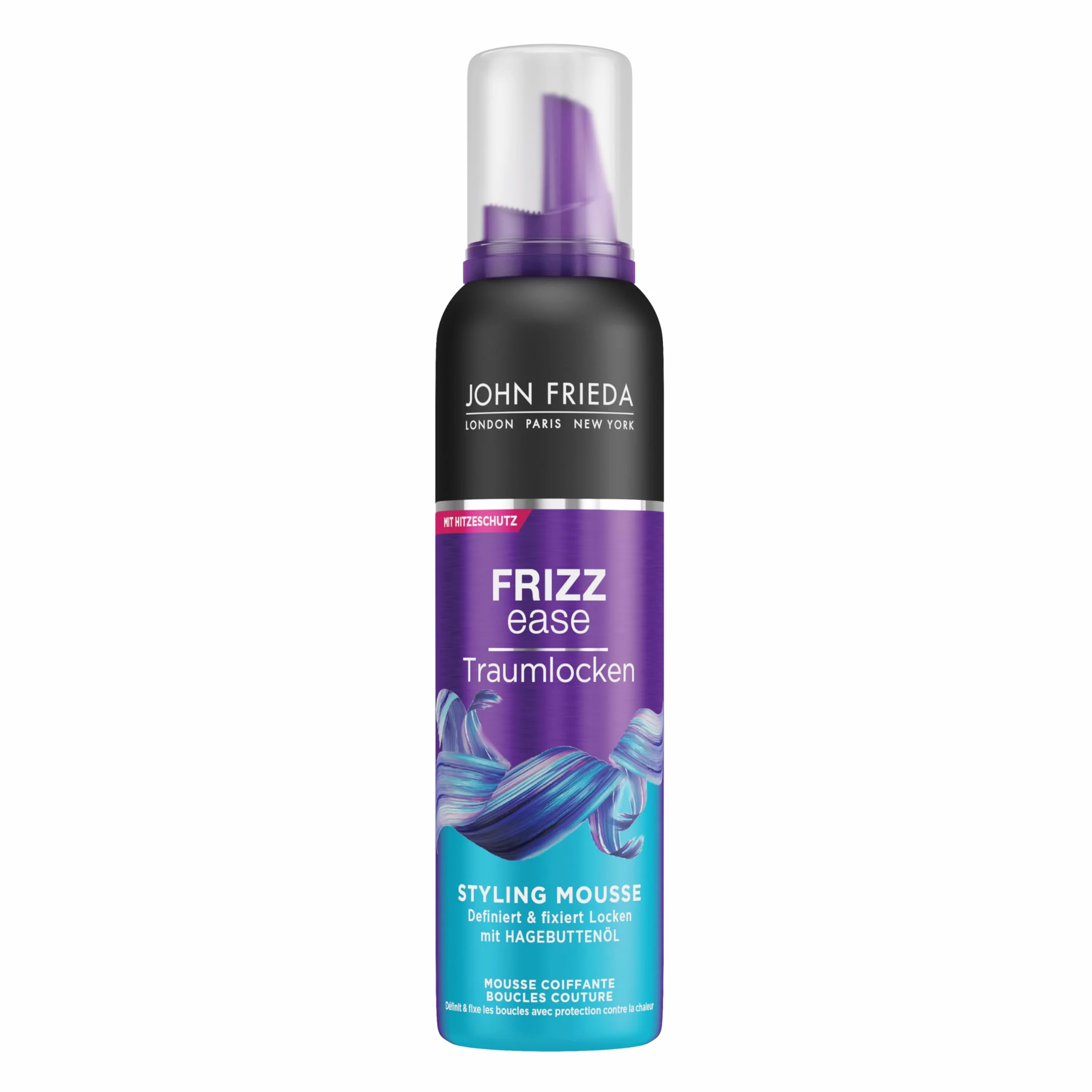 John Frieda Frizz Ease Traum-Lousse Styling Mousse – zawartość: 200 ml – z ochroną przed wysoką temperaturą – definiuje i utrwala loki – blask