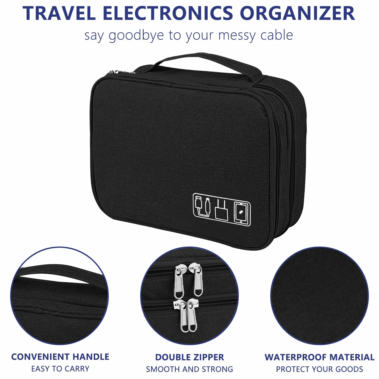 ãLauviomify Organizer Cavi,Viaggio Accessori Organizzatore Custodia, Borsa per Gadget Elettronica Portatile per MacBook Adattatore, Cavo, Scheda SD, Caricatore, Mouse, Banca di Potere, Chiavetta USB
