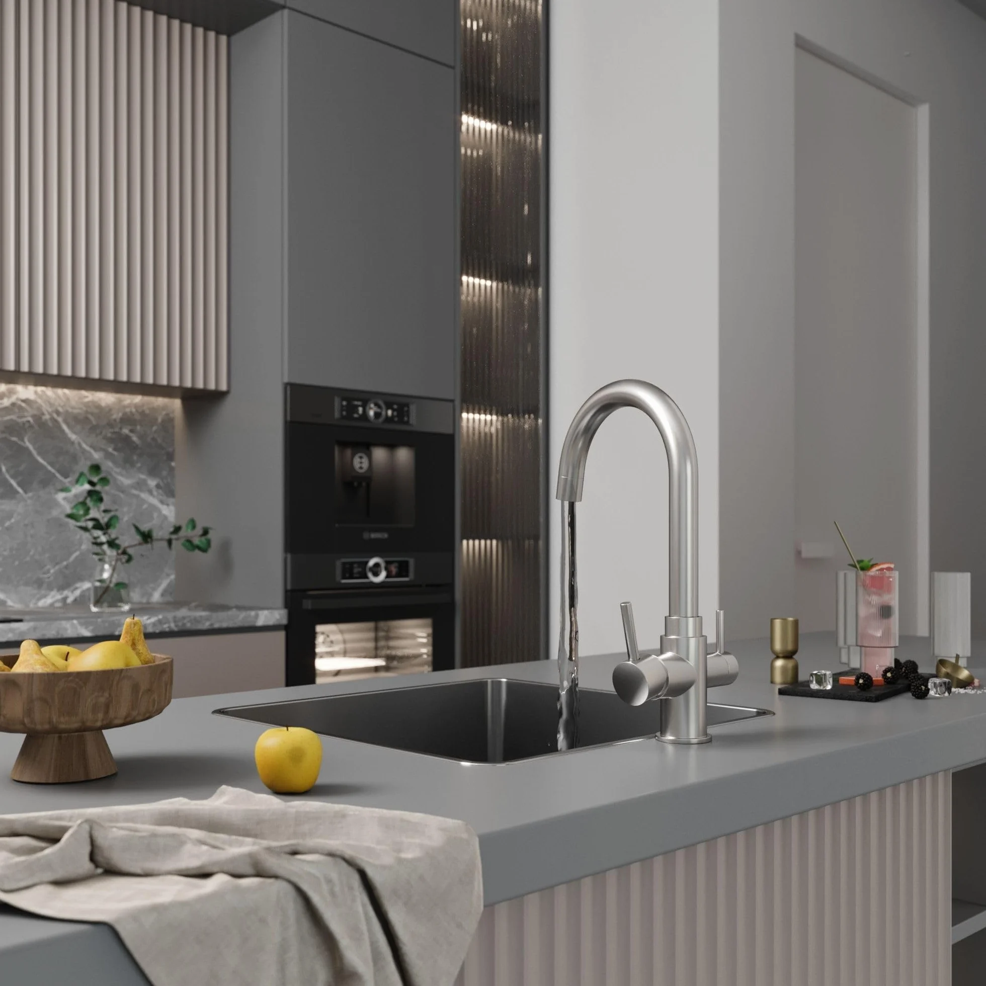 AORA URBAN INOX 4-drożny kran ze stali nierdzewnej | armatura kuchenna obracana o 360° z masywnej stali nierdzewnej 304 | armatura zlewozmywakowa do filtra wody, instalacji osmozy | kran z filtrem