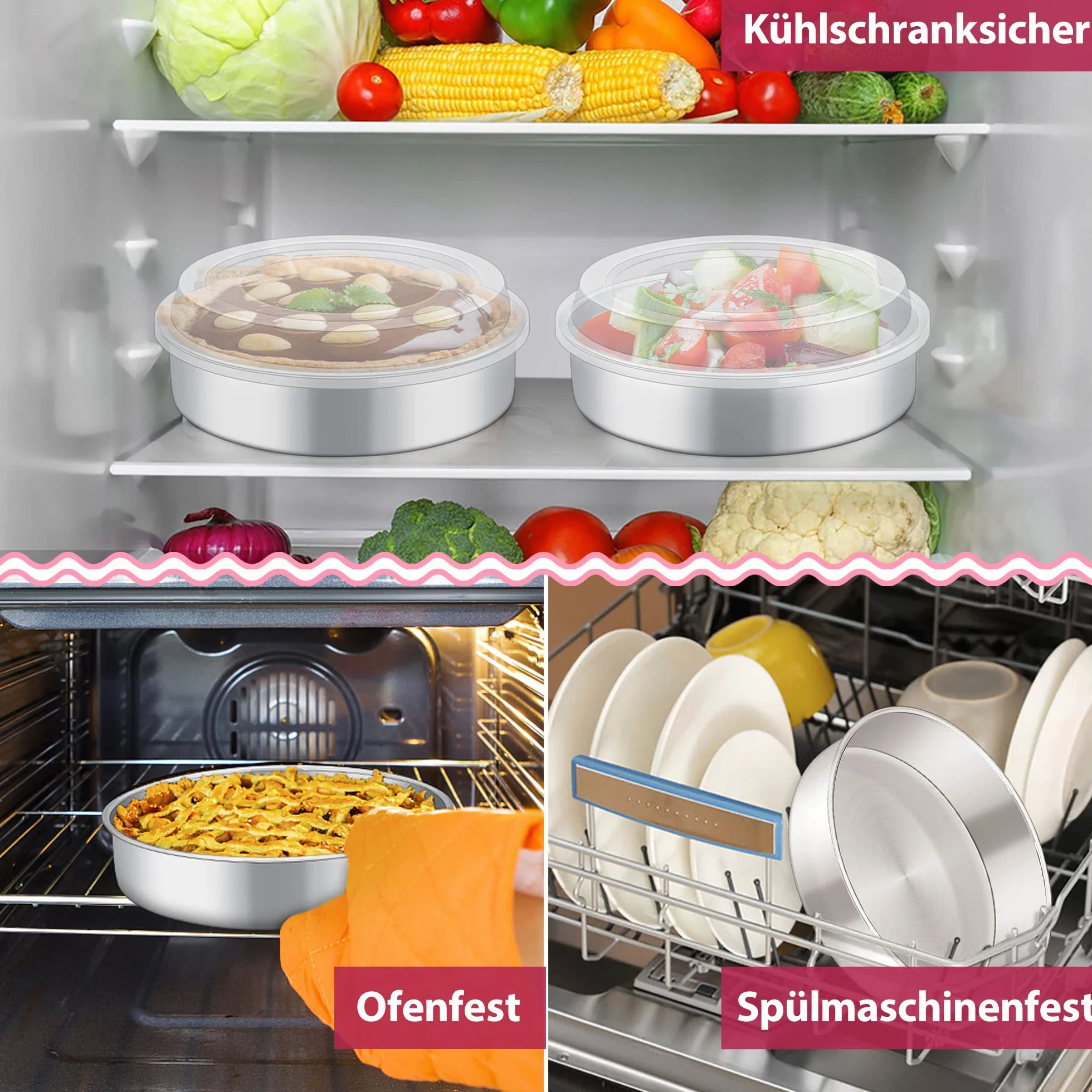 Joyfair Okrągła forma do pieczenia 21 cm ze stali nierdzewnej z pokrywką