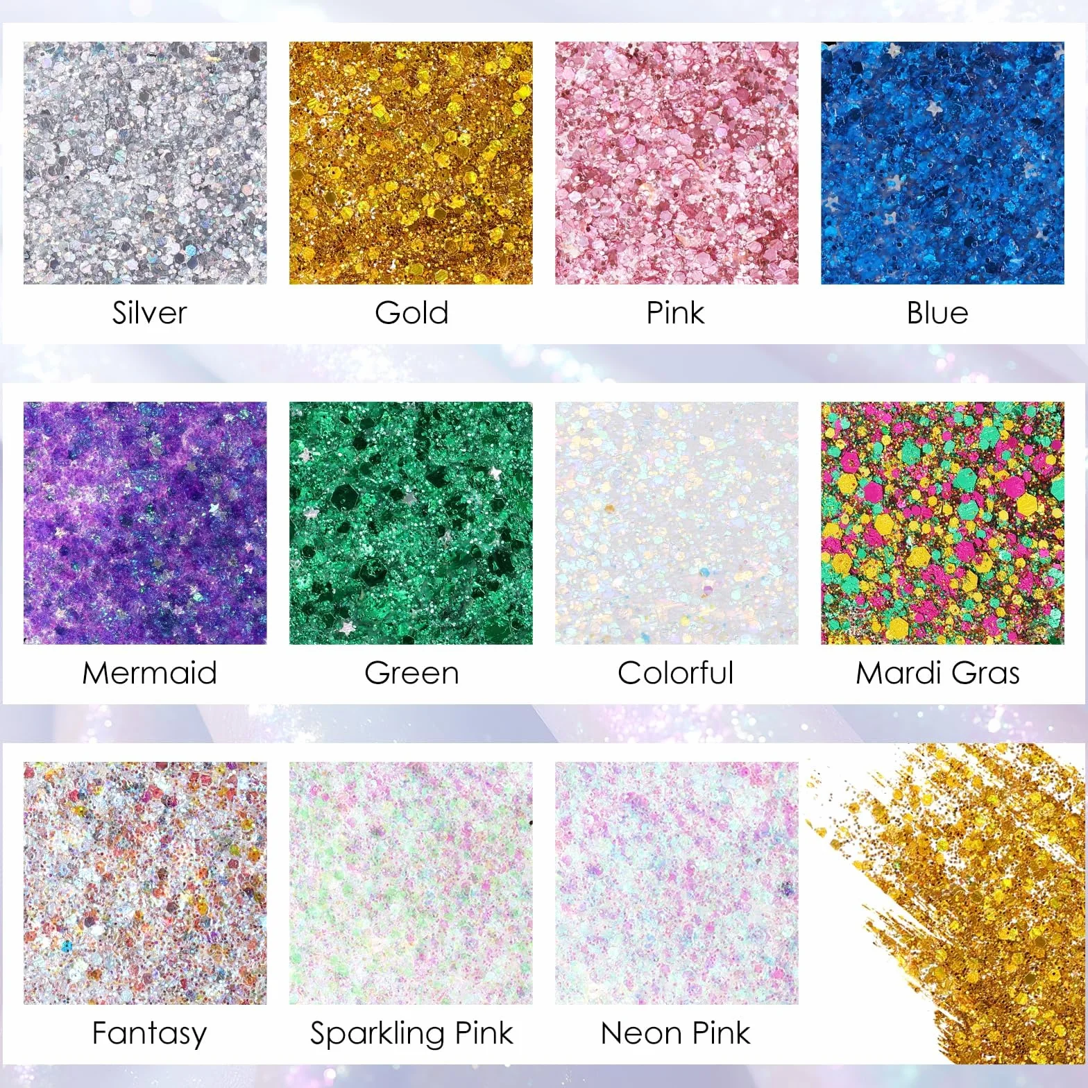 Prreal Fantasy Body Glitter Stick, Chunky Face Glitter Makeup for Kids and Women, holograficzne cekiny do rave accessories, Singer Concert Hair Sparkles Carnival Festival Stroje dla kobiet, 14